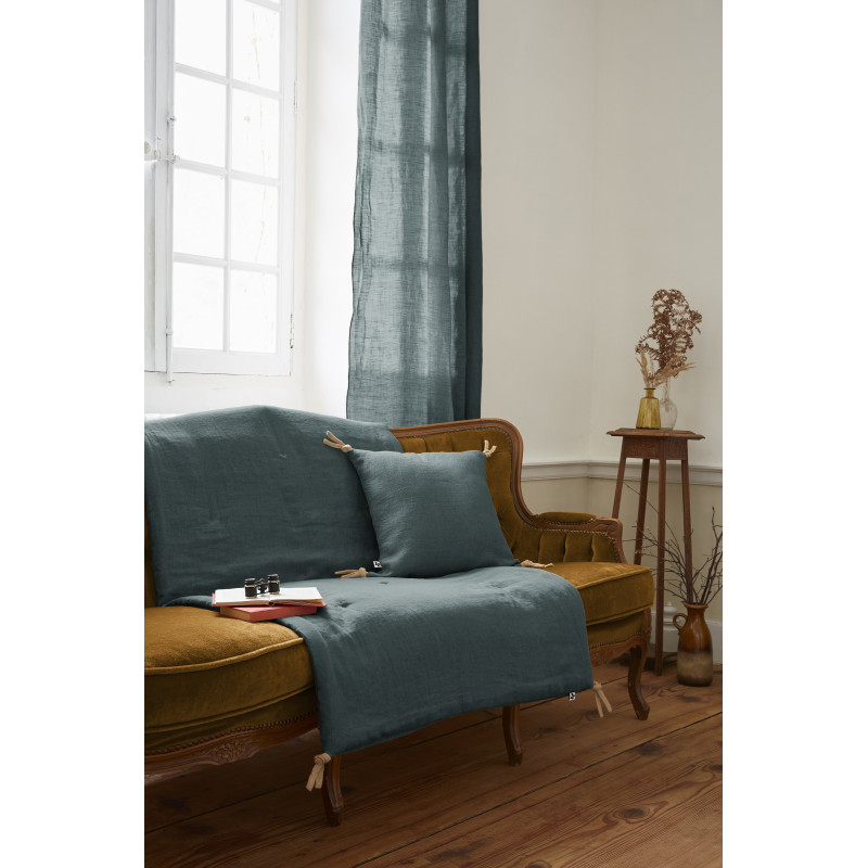 Cotton gauze bedspread or end-of-bed throw L'EFFET PAPILLON Grey