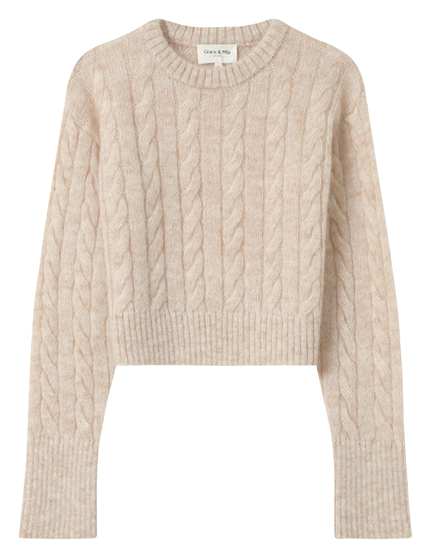 Pull col rond en laine mélangée GRACE ET MILA Jaune