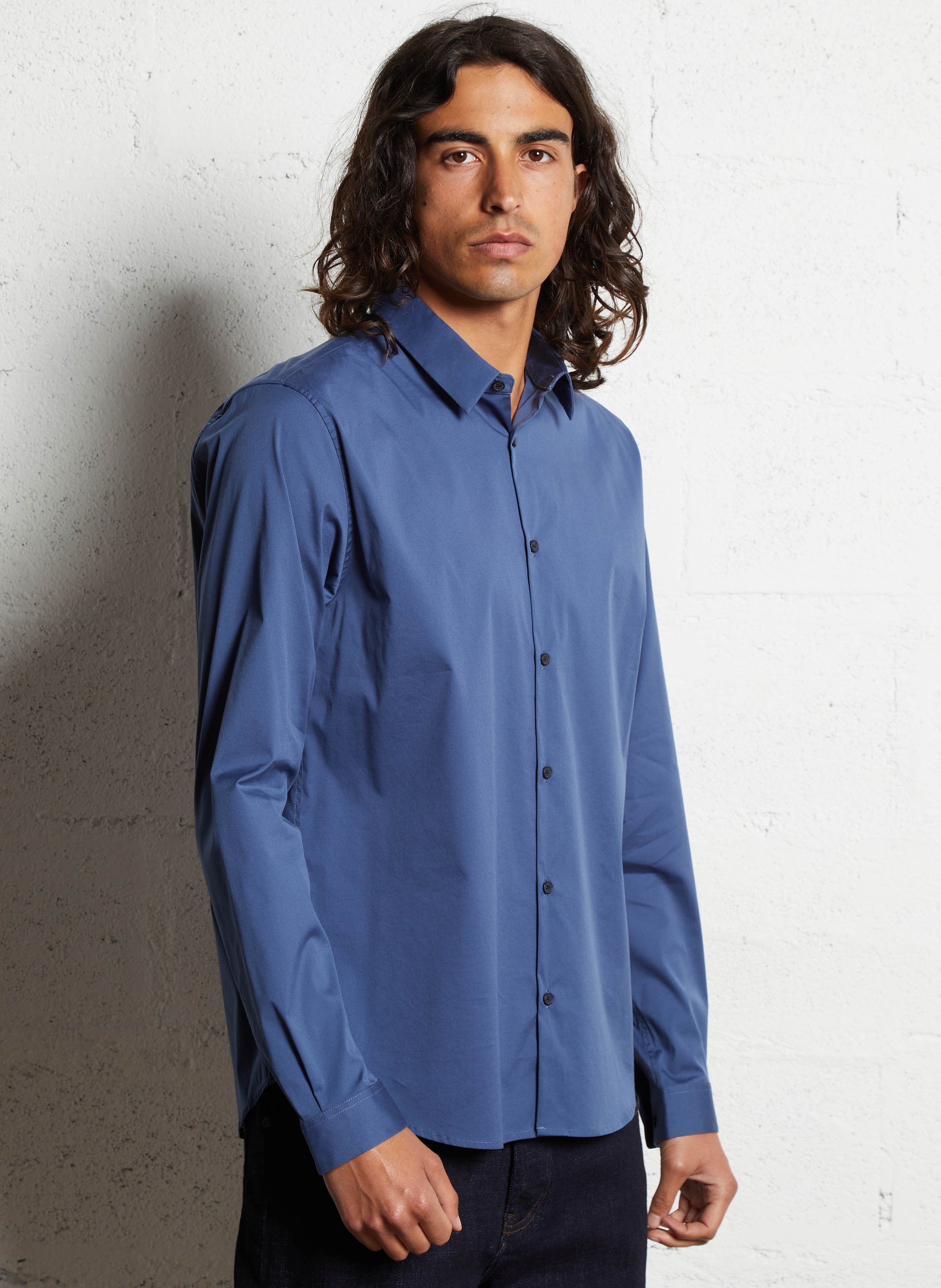 Chemise col classique manches contrastantes en coton IKKS