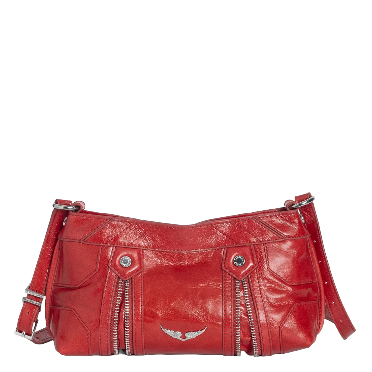 Leren schoudertas met rits ZADIG&VOLTAIRE Rood