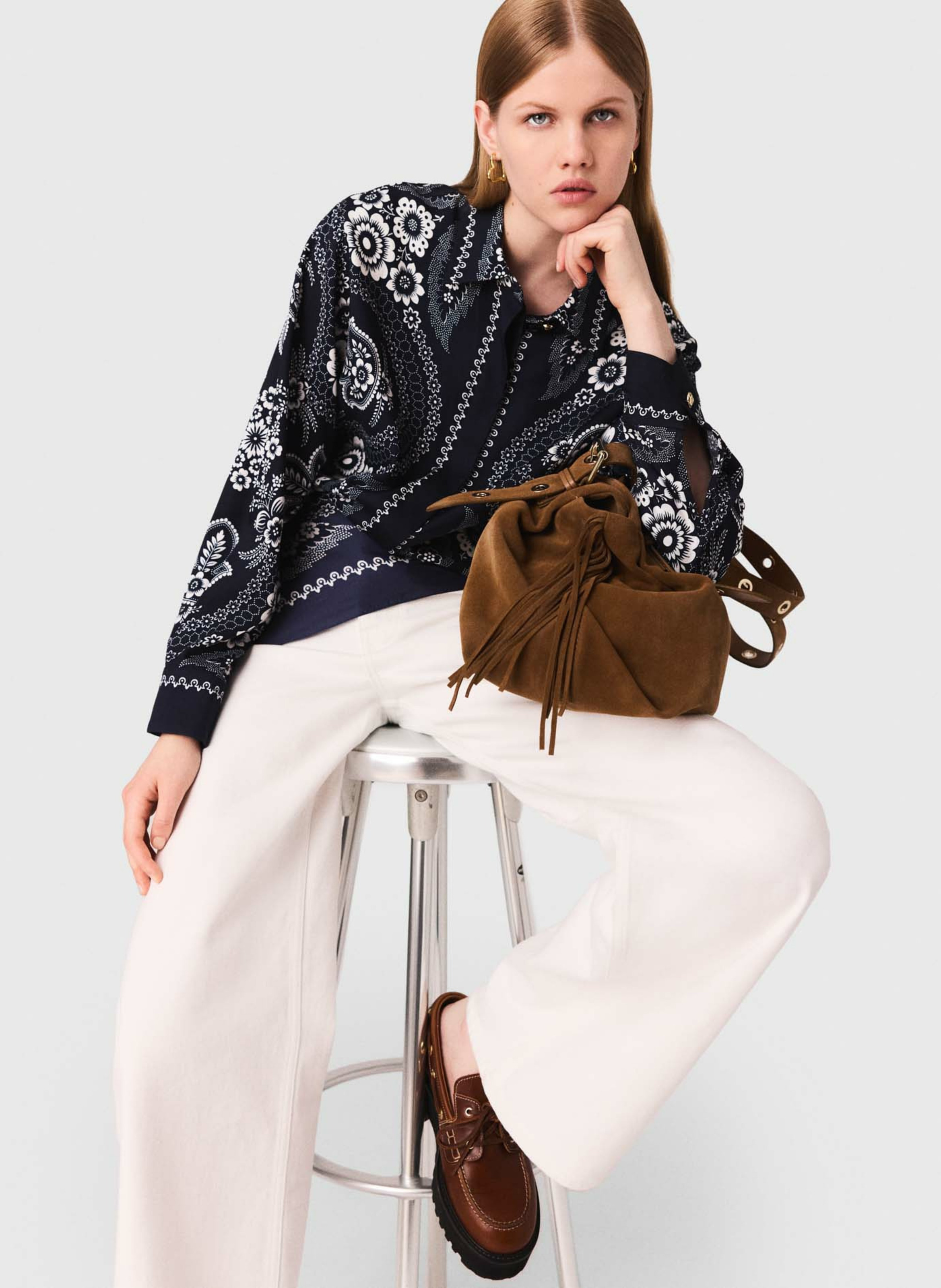 Oversized blouse met klassieke kraag MAJE Blauw