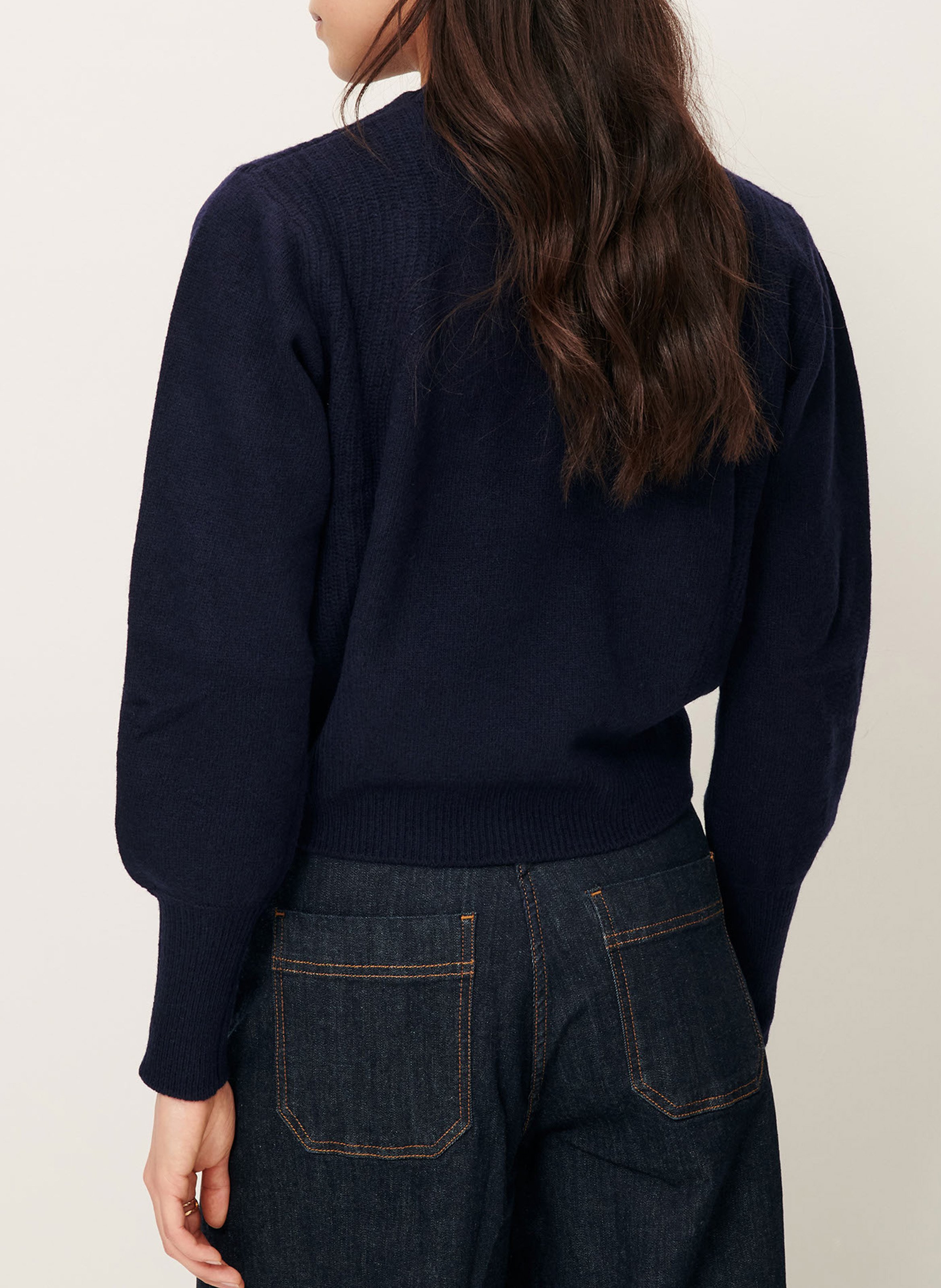 Pull col rond droit en laine SESSUN Bleu