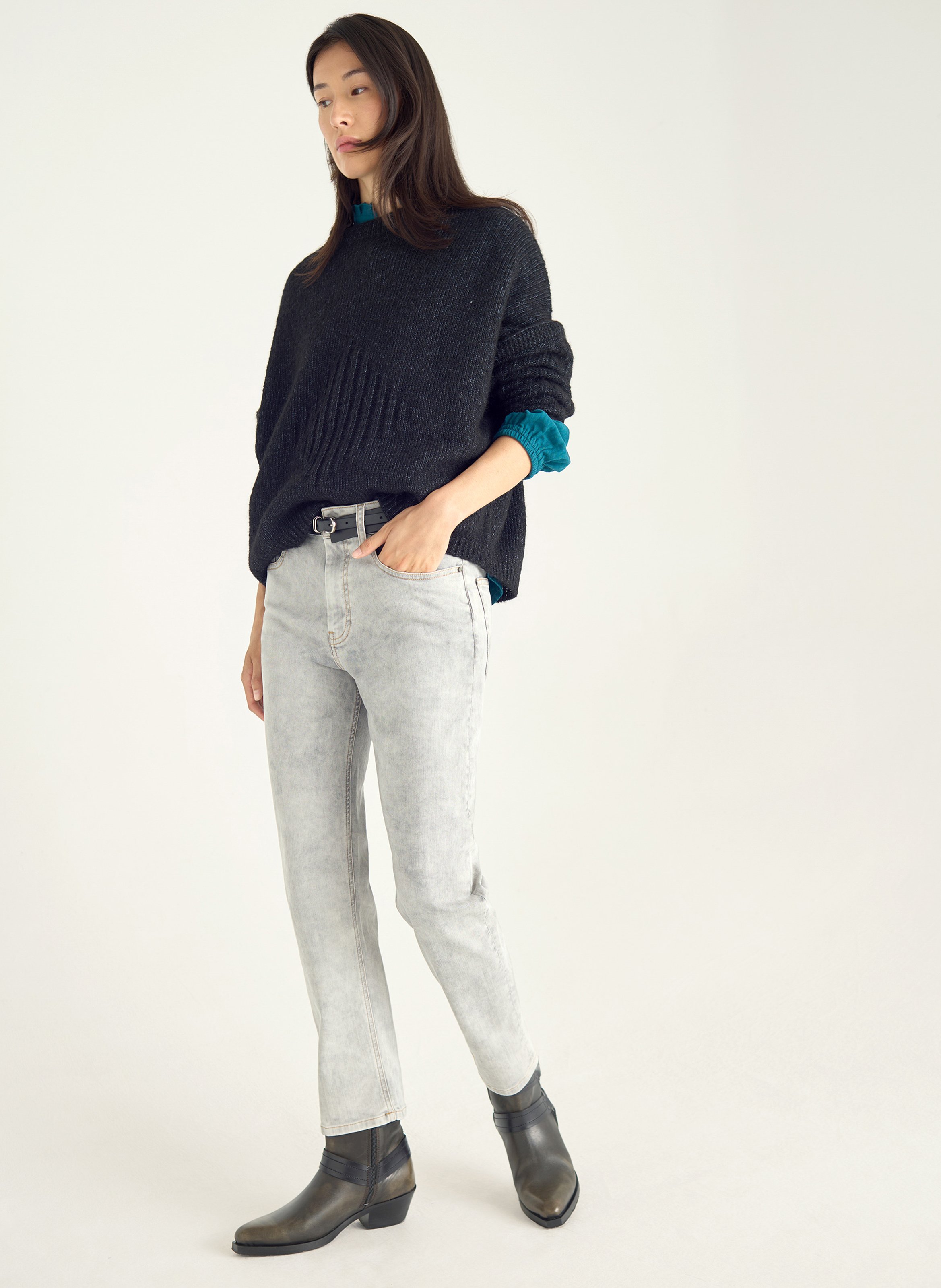 Jean slim en coton mélangé ACOTE Noir