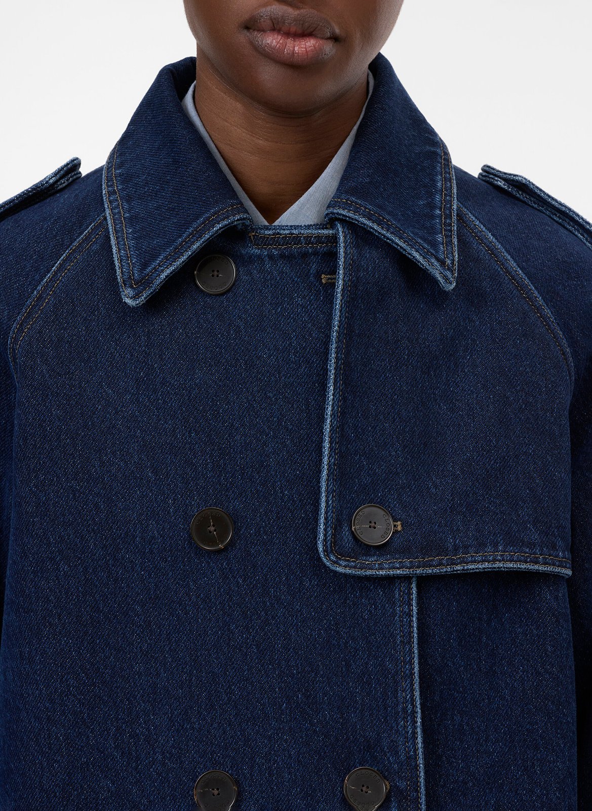 Straight cotton-blend trench coat CLOSED Blue