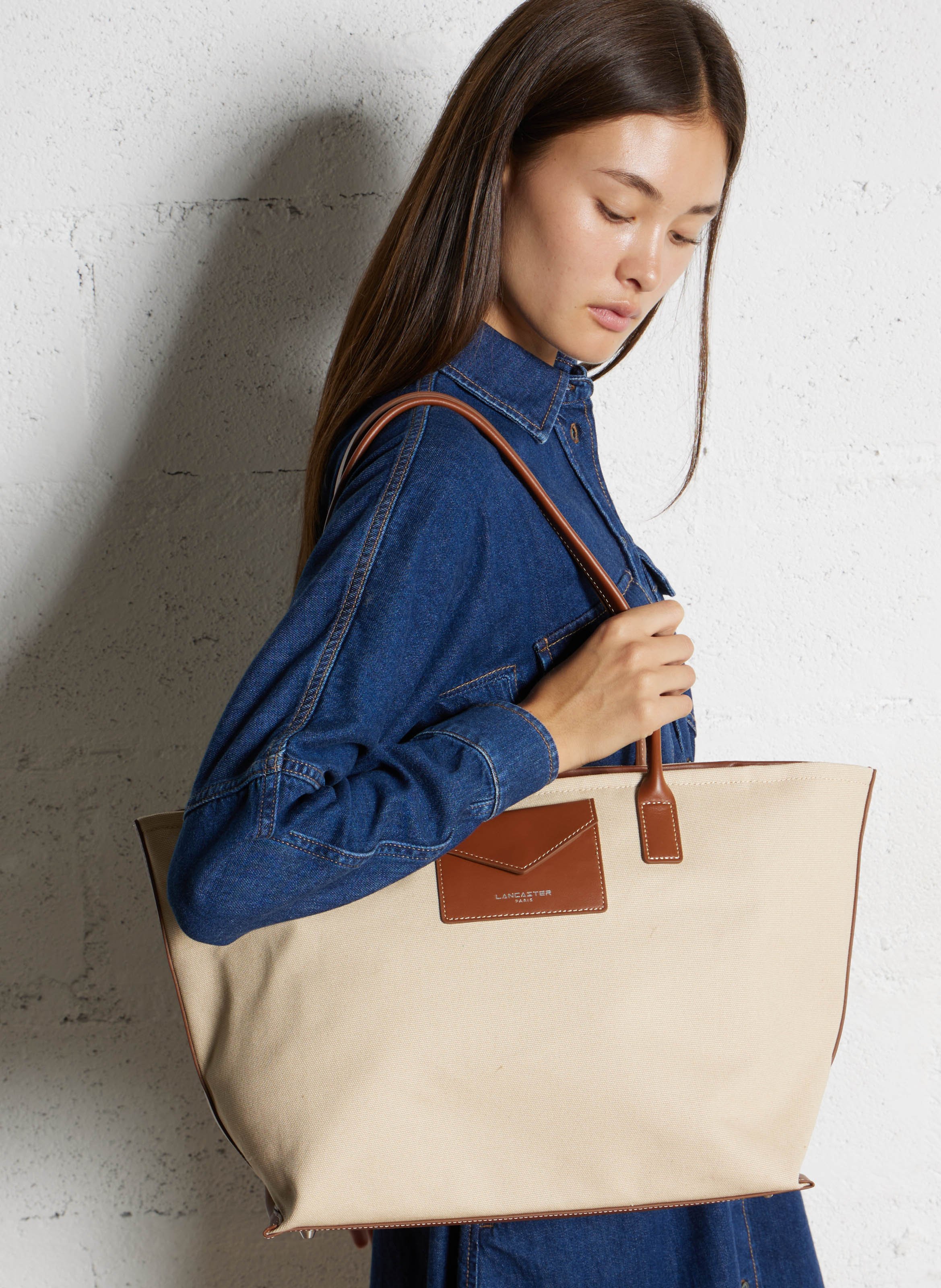 Sac cabas en coton LANCASTER PARIS Marron