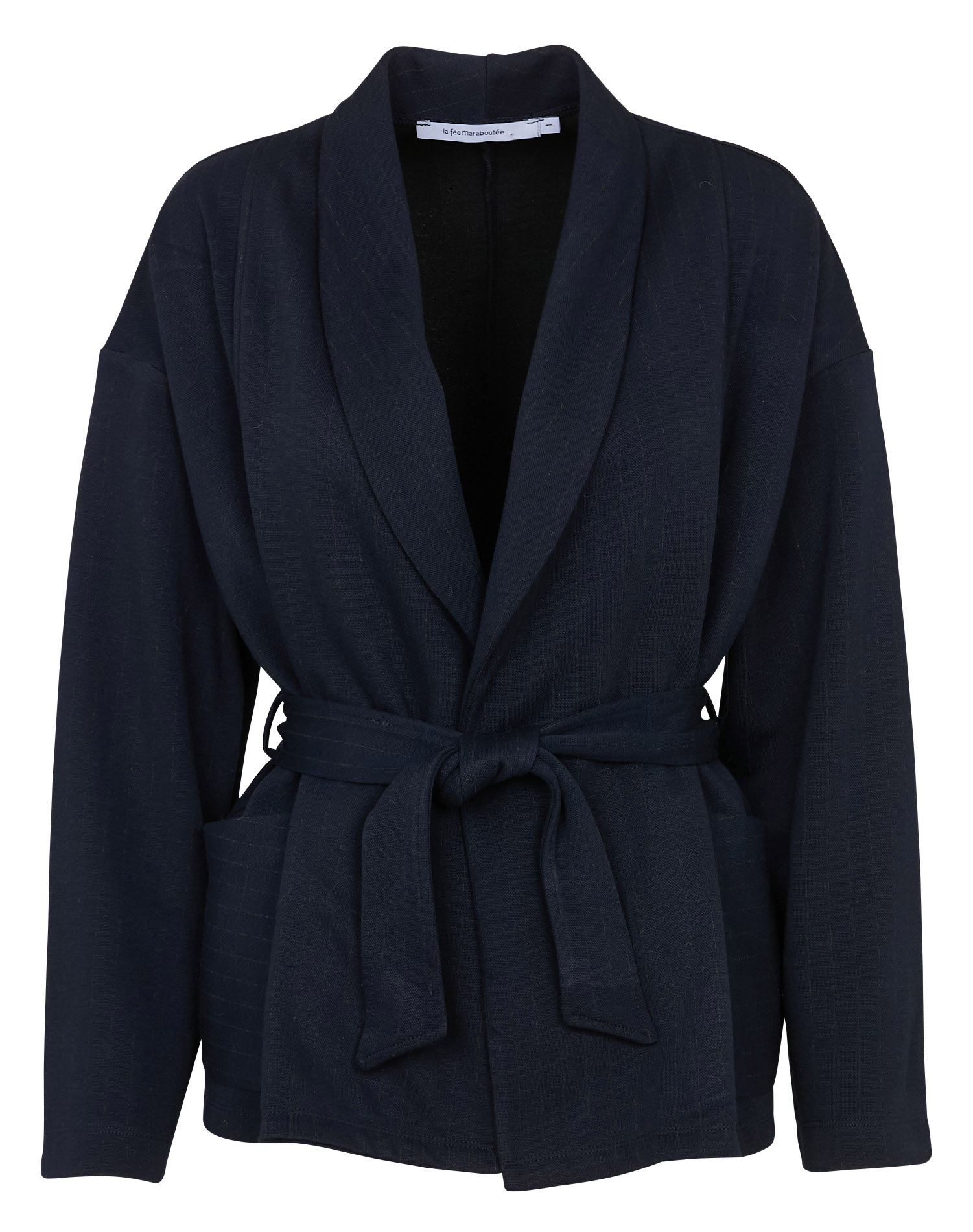 Shawl collar striped jacket LA FEE MARABOUTEE Blue