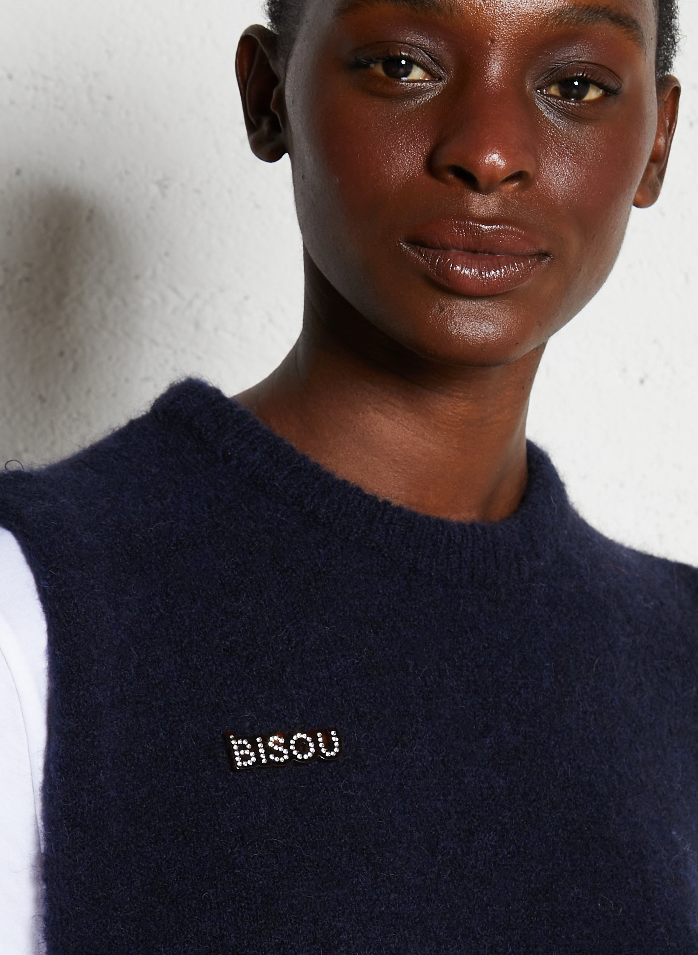 Message rhinestone brooch DES PETITS HAUTS Golden