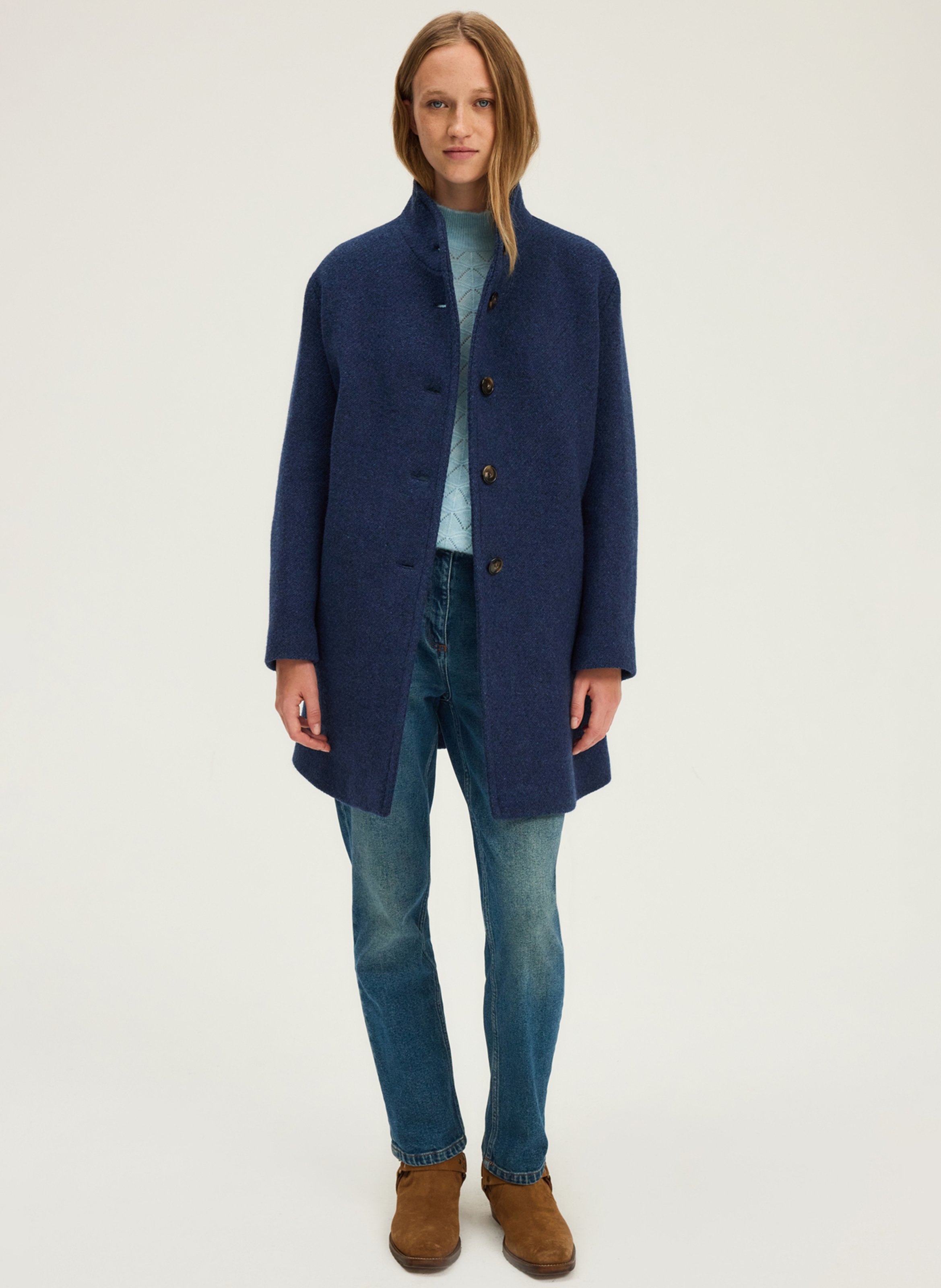 Straight buttoned coat PABLO Blue