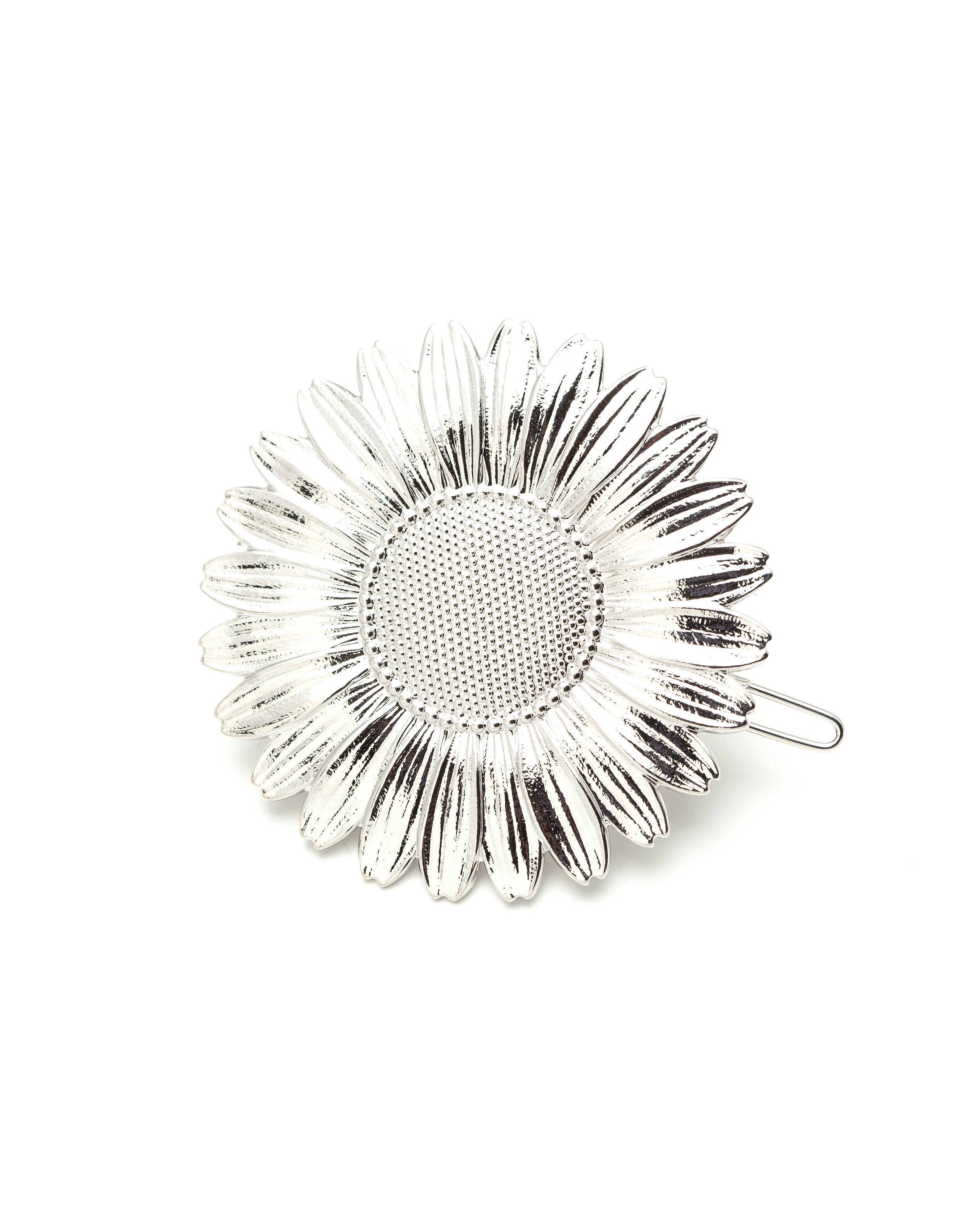 HESPÉRIS - Fine gold-plated flower maxi hair slide MONSIEUR SIMONE Silver