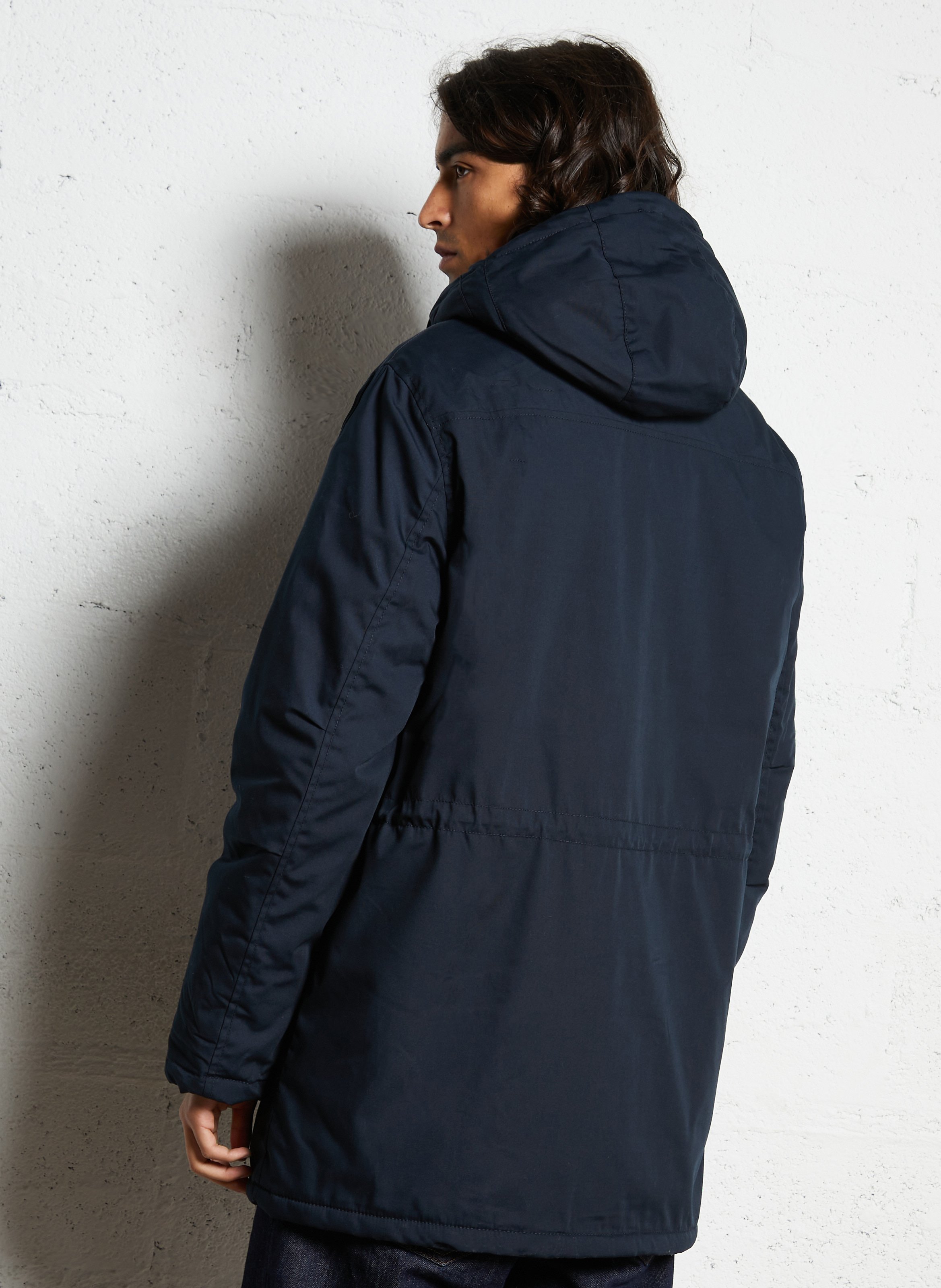 Parka à capuche col montant unie SCHOTT Bleu