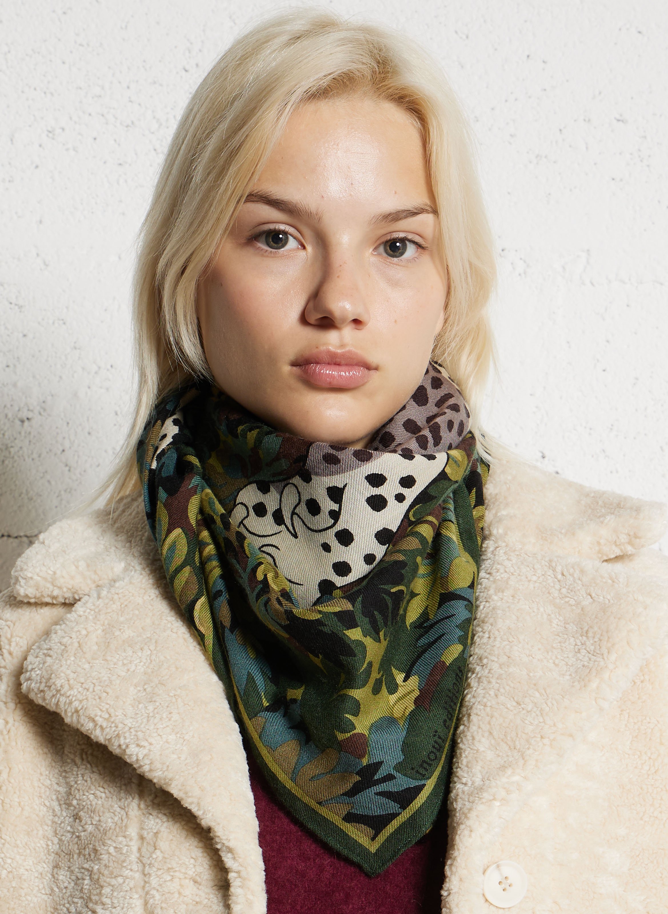 Foulard aus Wolle und Leinen INOUI EDITIONS Khaki