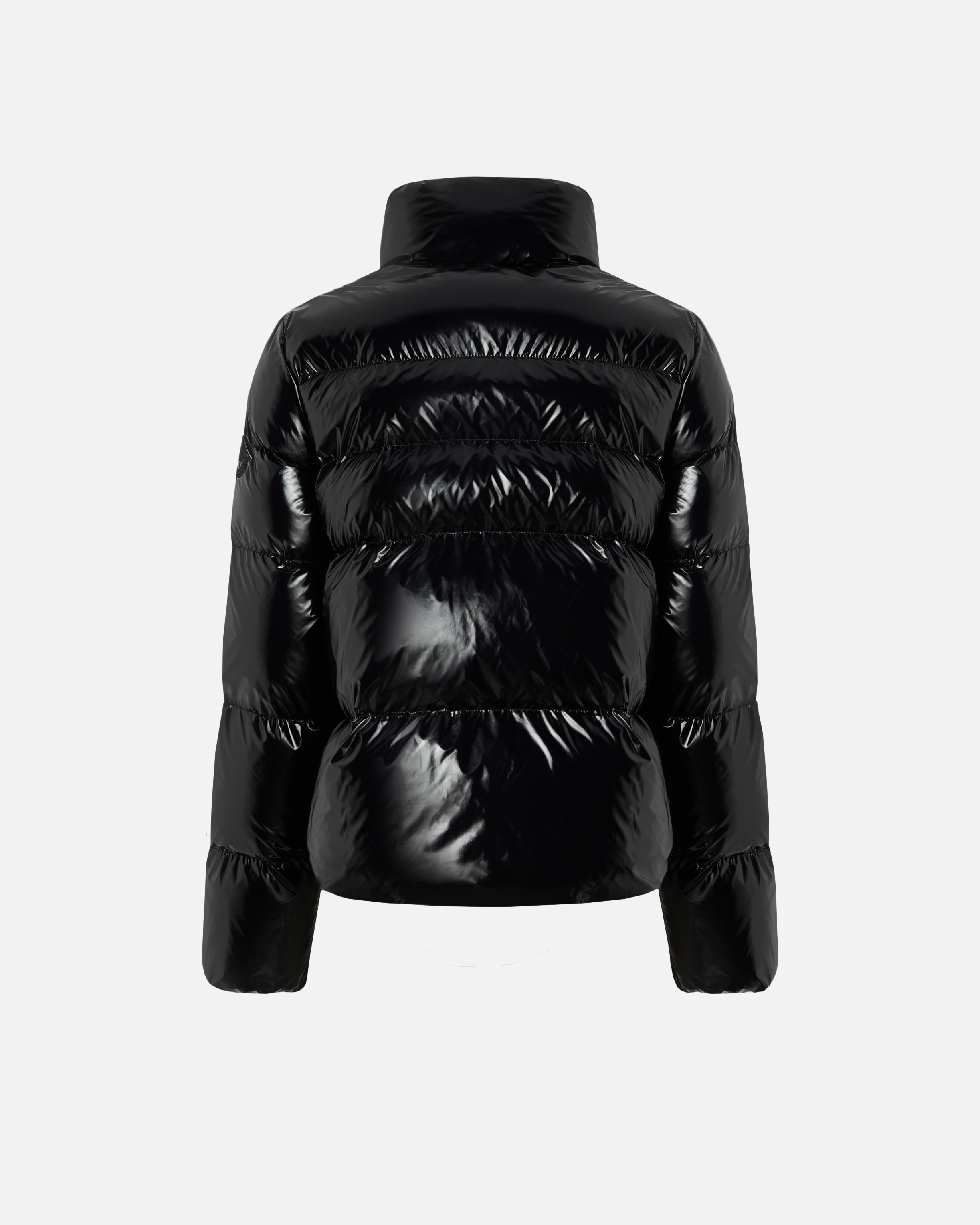 Crystal nylon pea coat Black