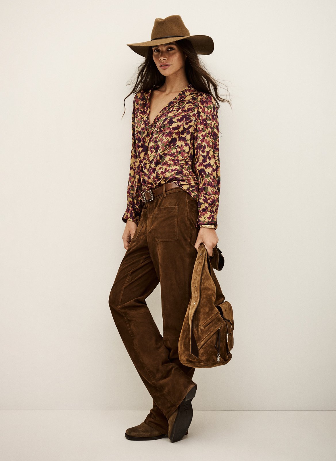 Rechte blouse met henleykraag en print BA&SH Oranje