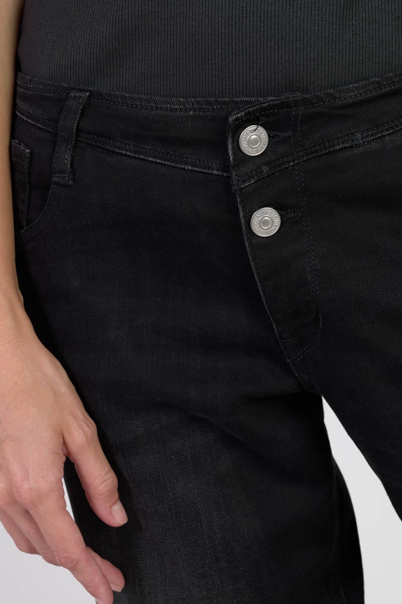 Wide leg flare jeans, length 34 LE TEMPS DES CERISES Black