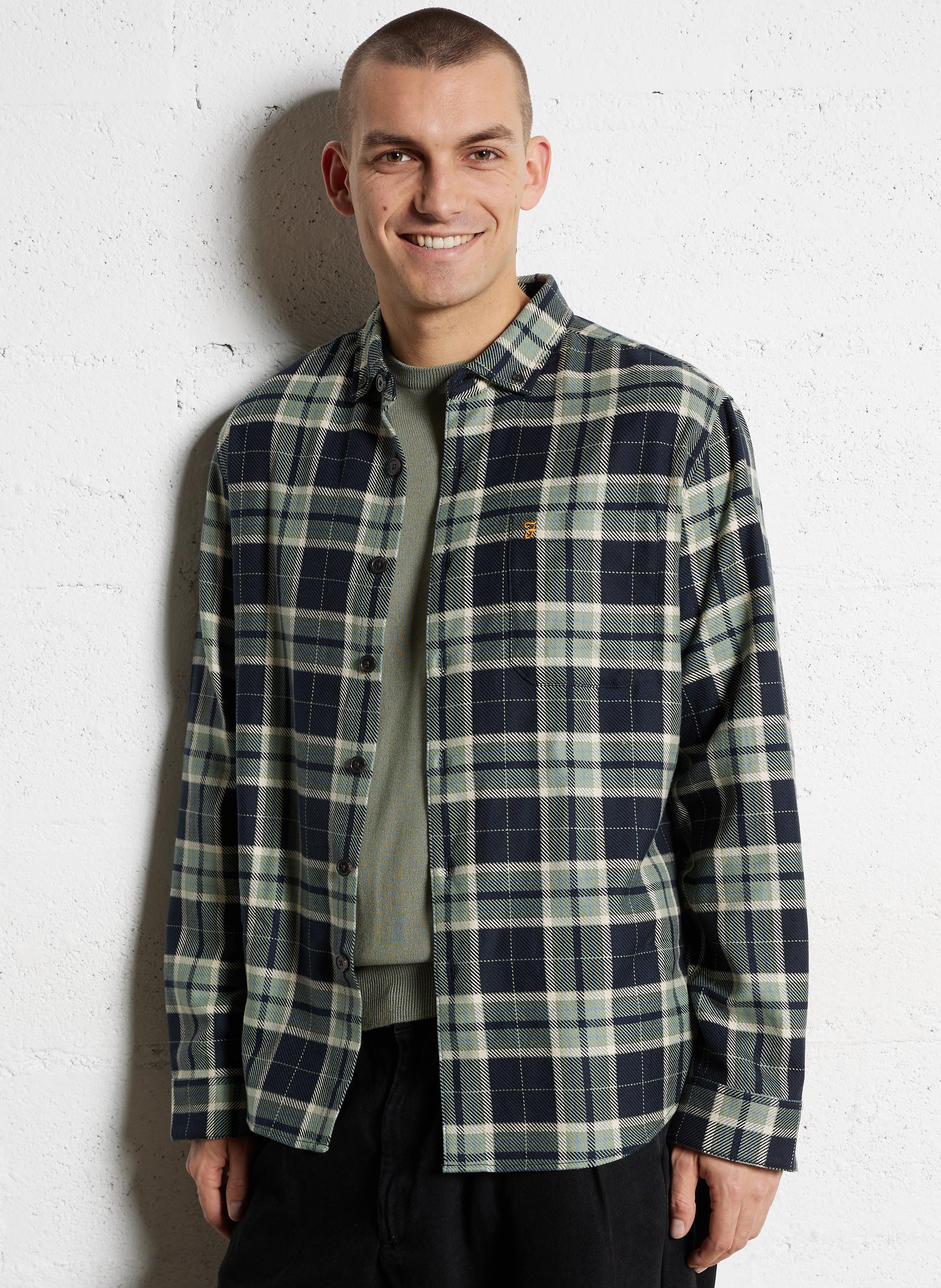 Chemise oversize col classique en coton bio FARAH Vert