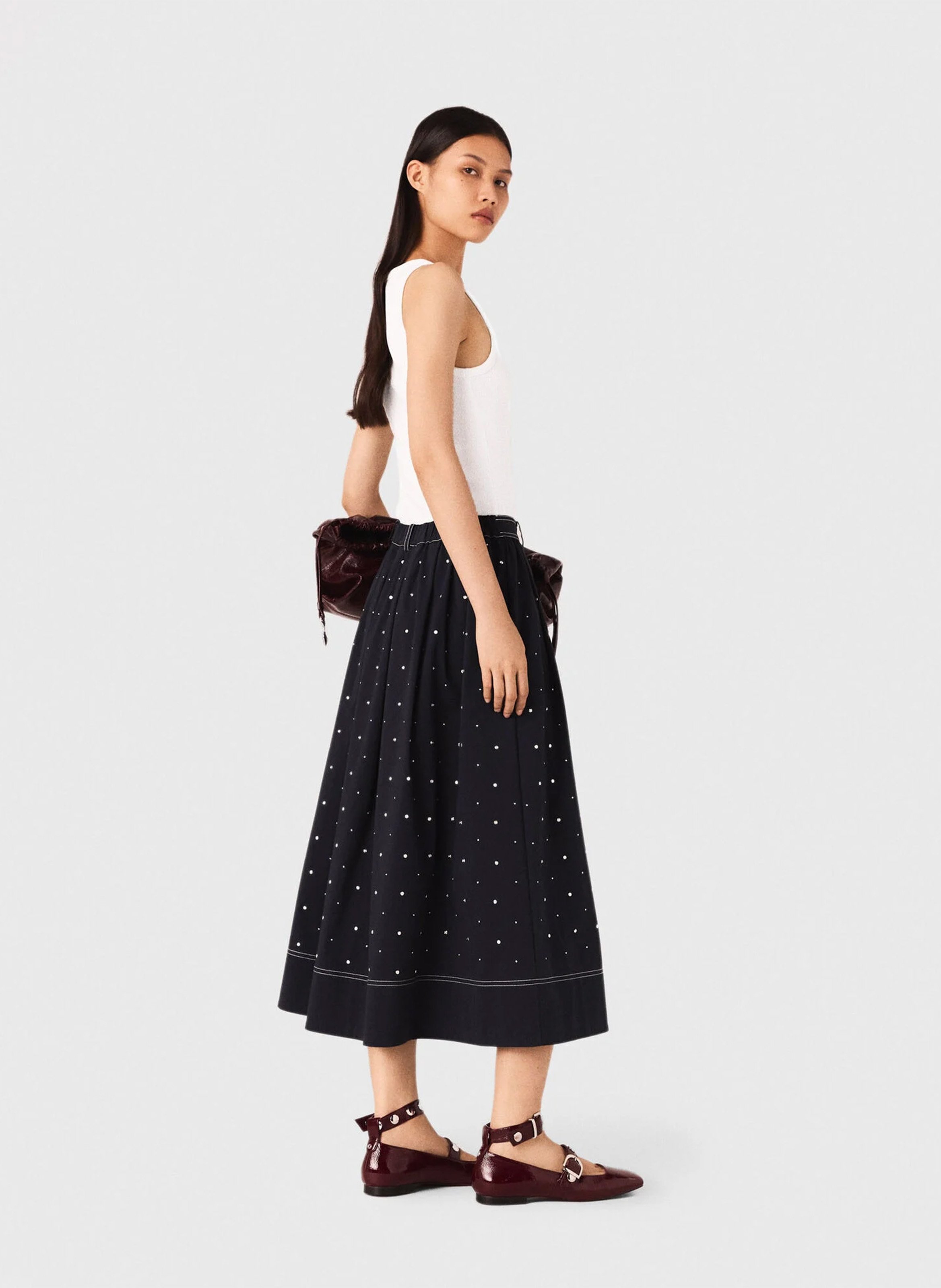 Cotton-blend tank top with round neck MAJE White