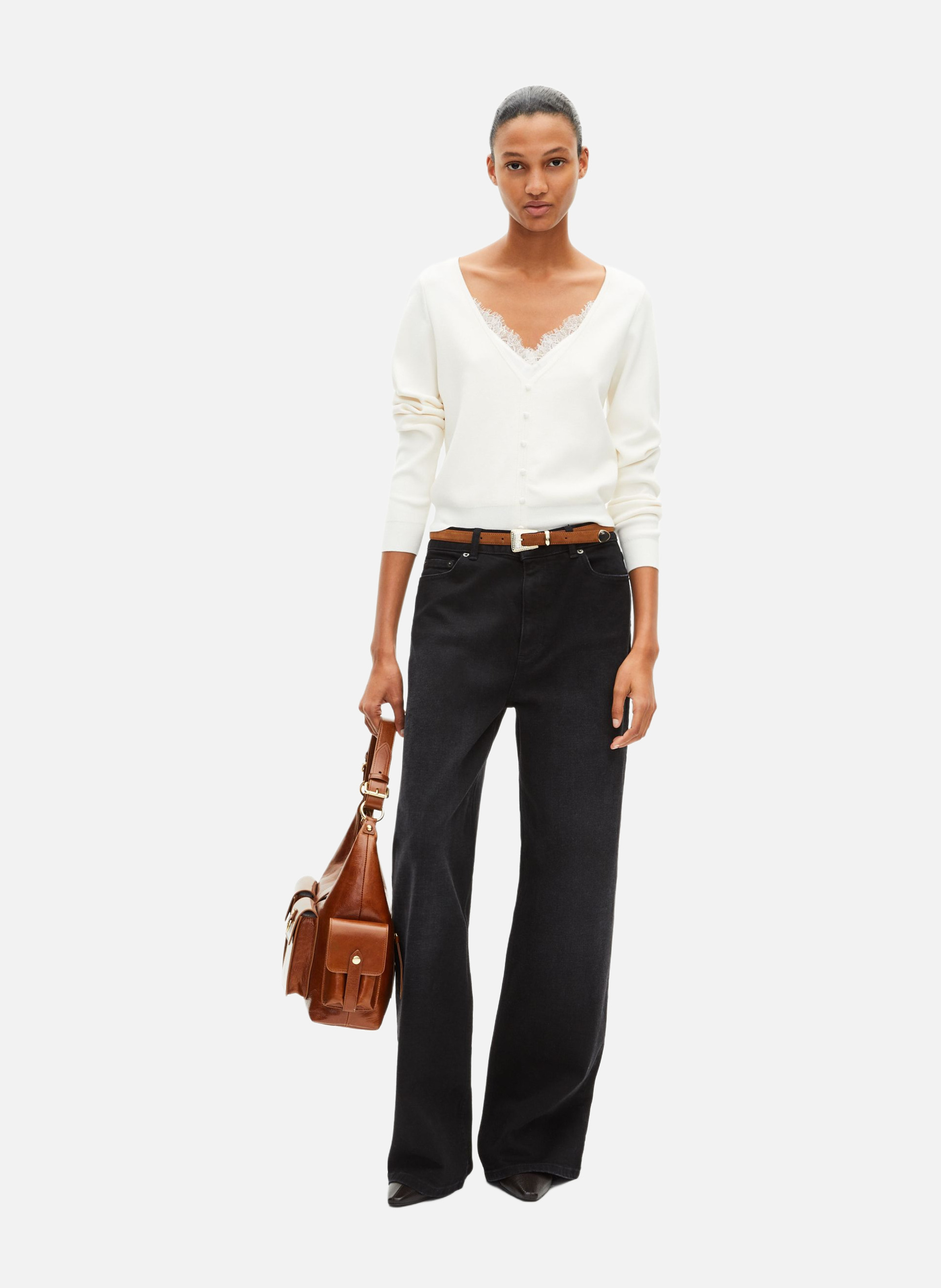 Sweater with trompe l'oeil lace effect THE KOOPLES Beige