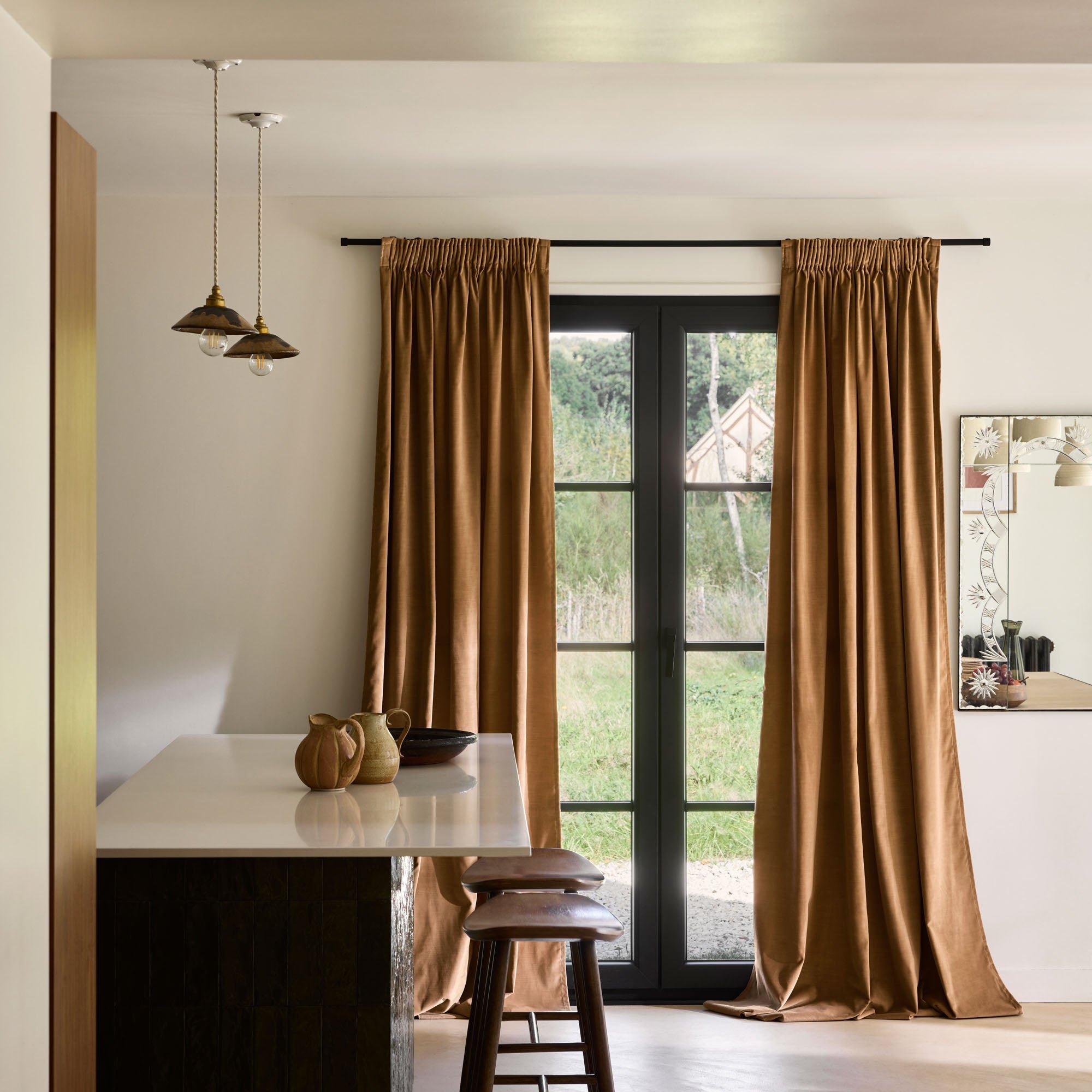 Madura - Dalila sheer velvet curtain fluid and luminous brown 135x280 cm MADURA Brown