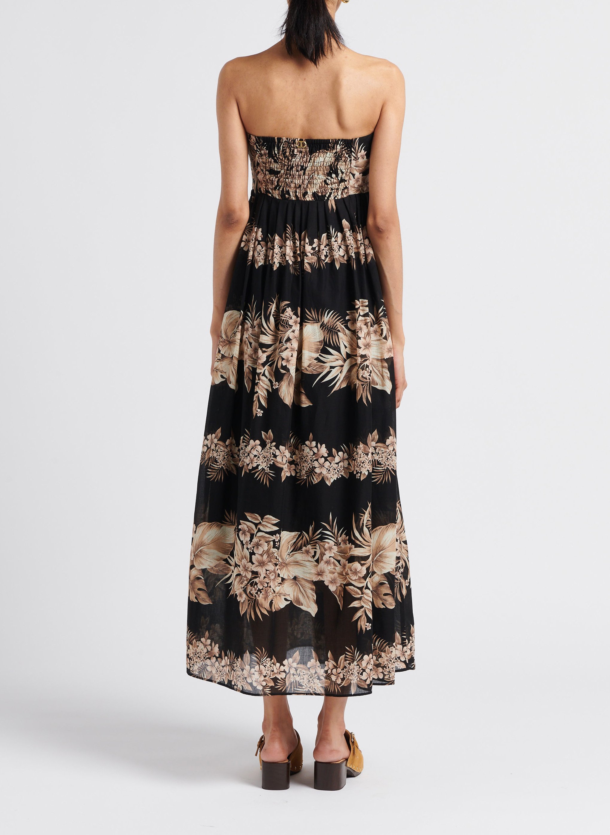 Strapless floral print cotton dress TWINSET Multicolored