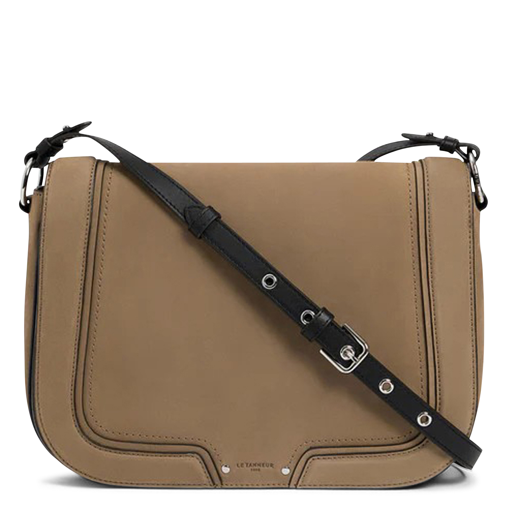 Sac bandoulière en cuir velours LE TANNEUR Marron