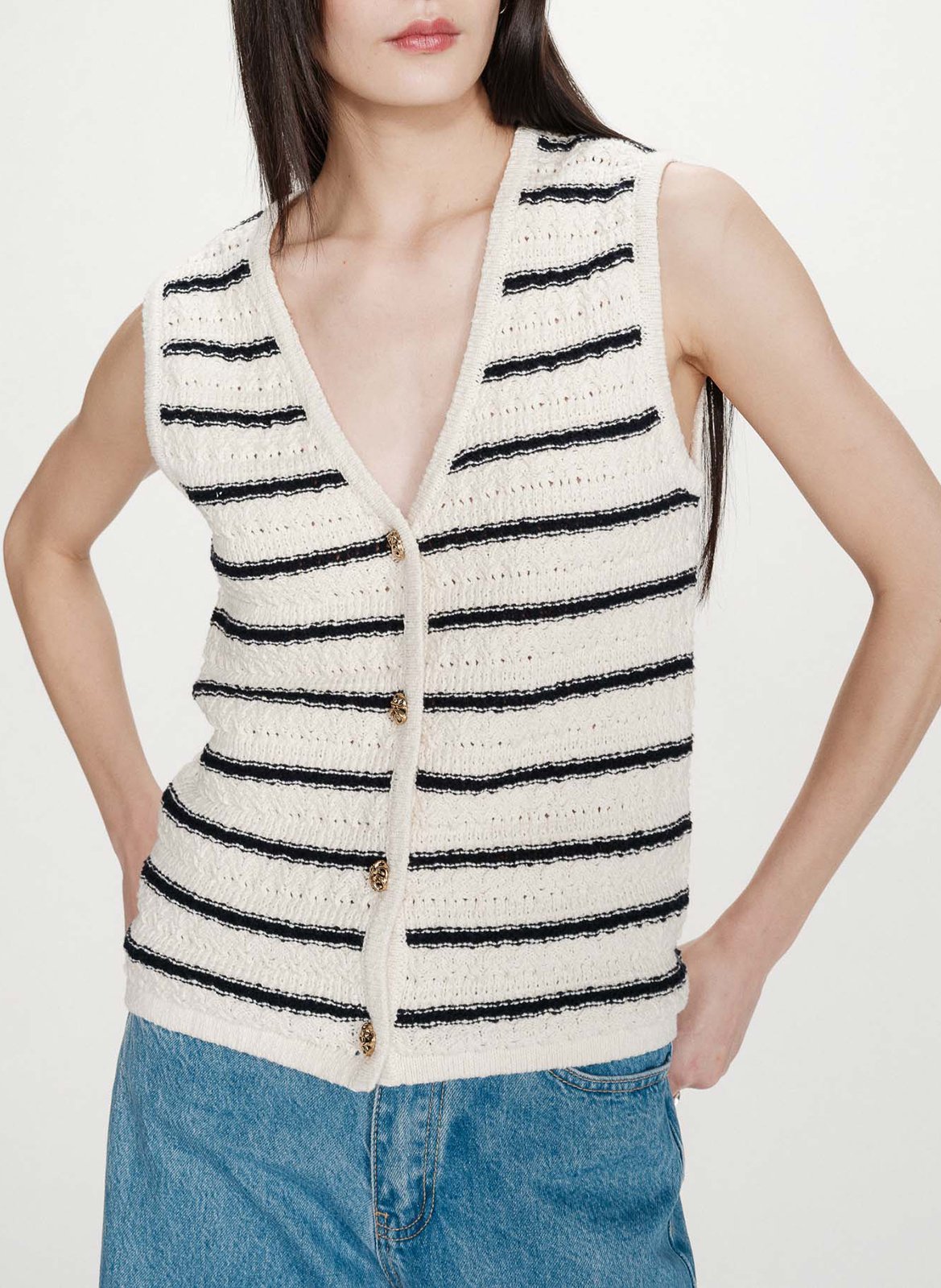 Top col v  GRACE ET MILA Blanc