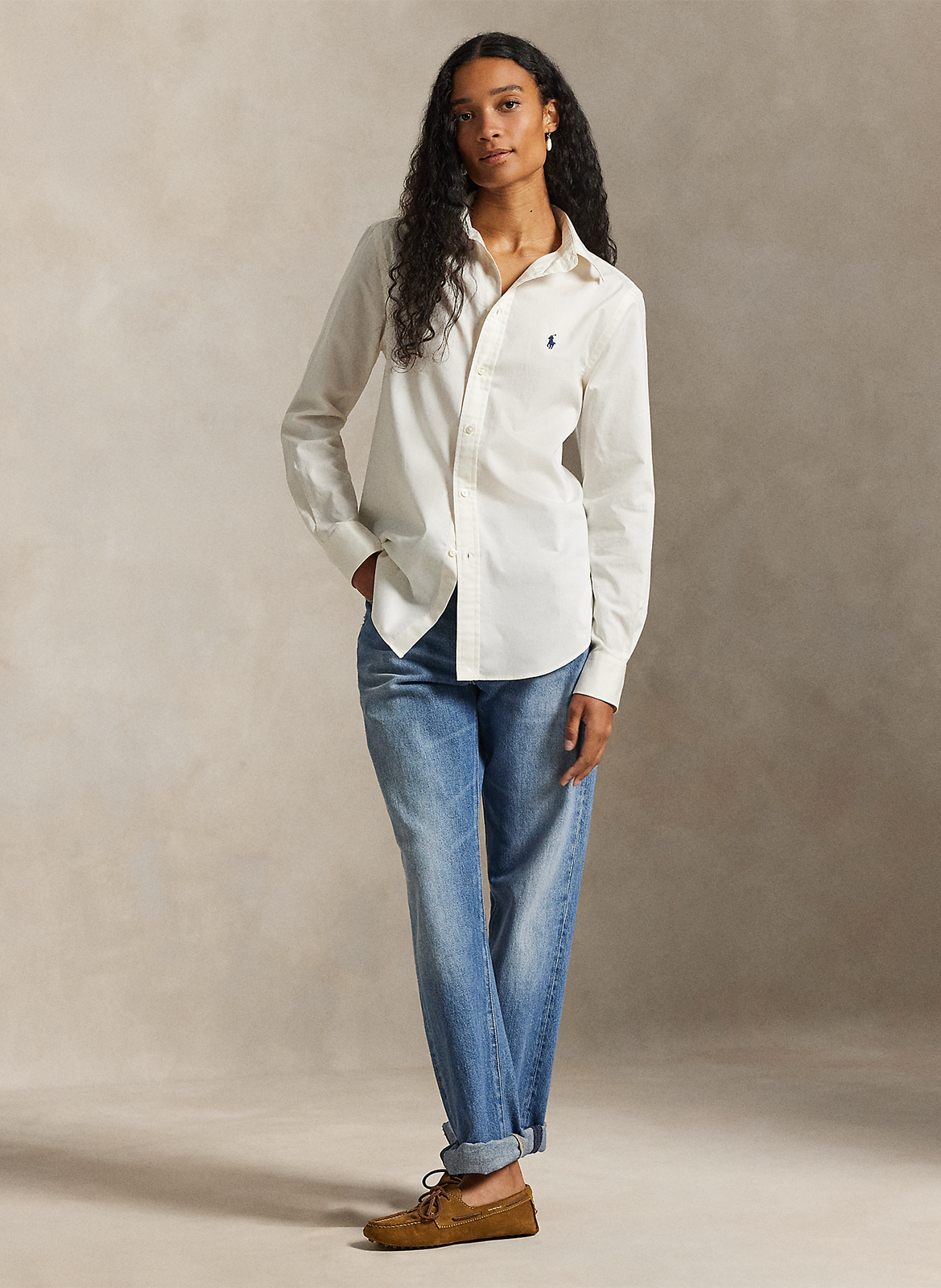 Chemise col classique en coton POLO RALPH LAUREN Beige