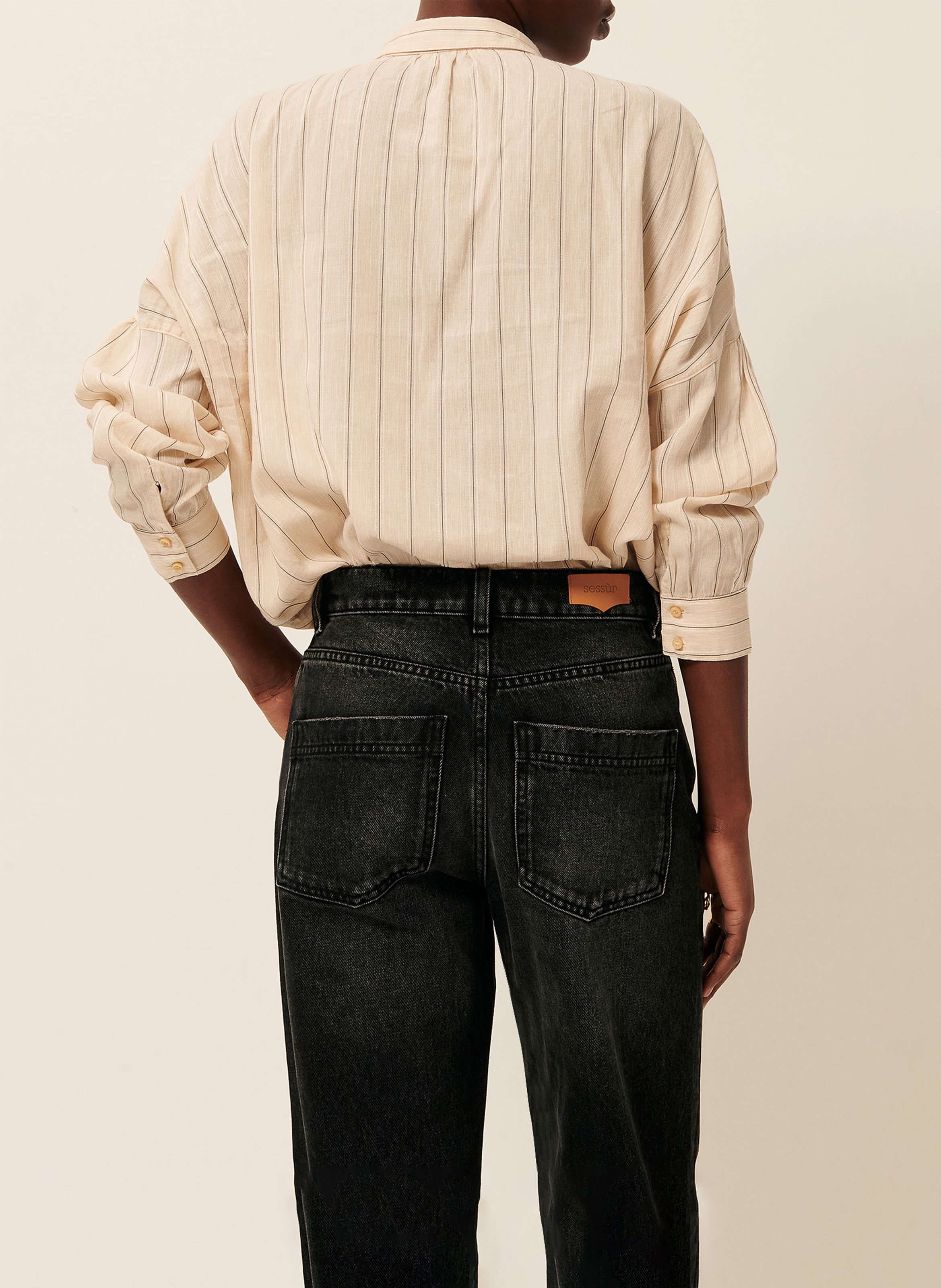 Chemise ample col classique Beige