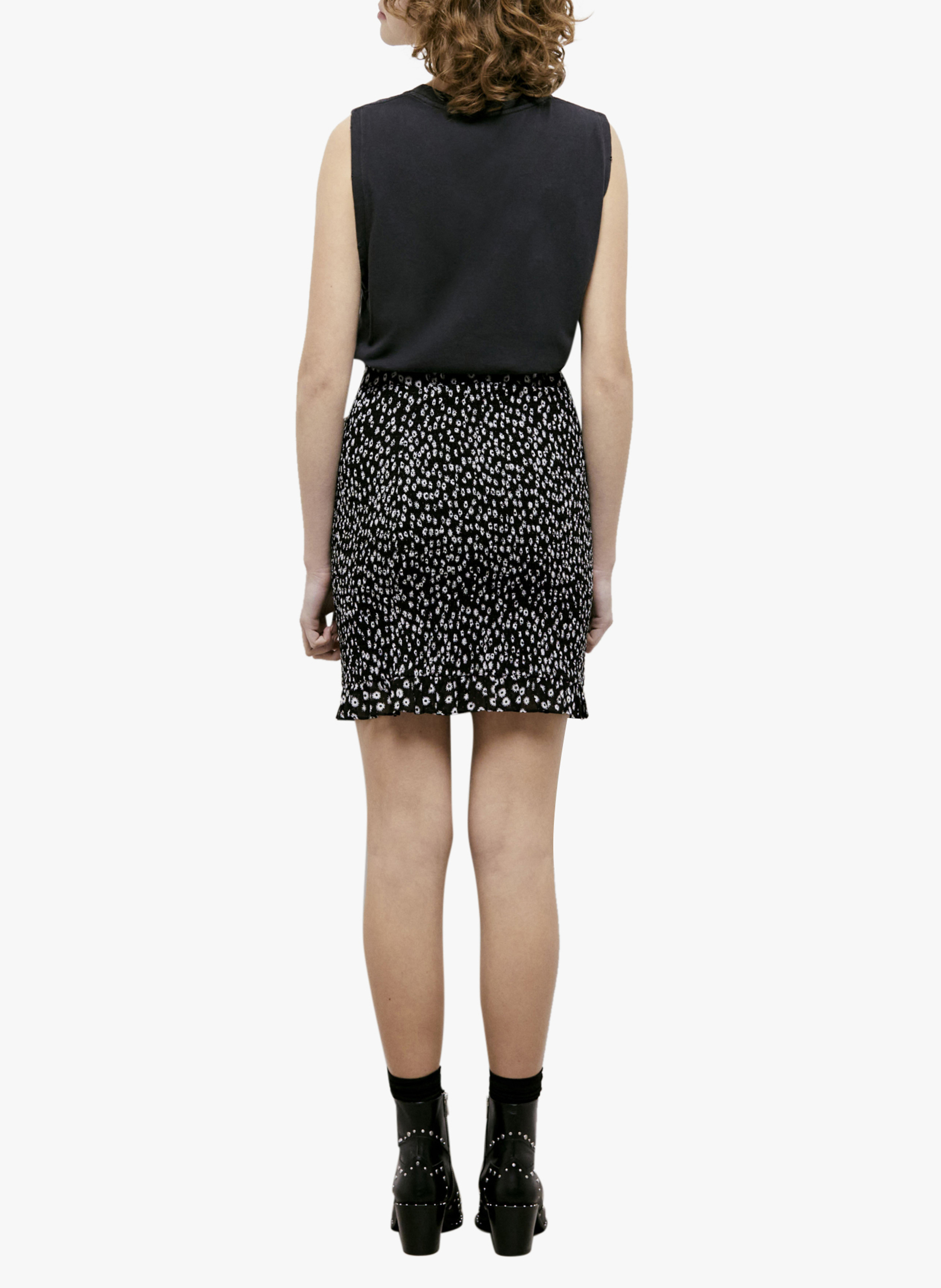 Jupe courte en viscose imprimée THE KOOPLES Noir