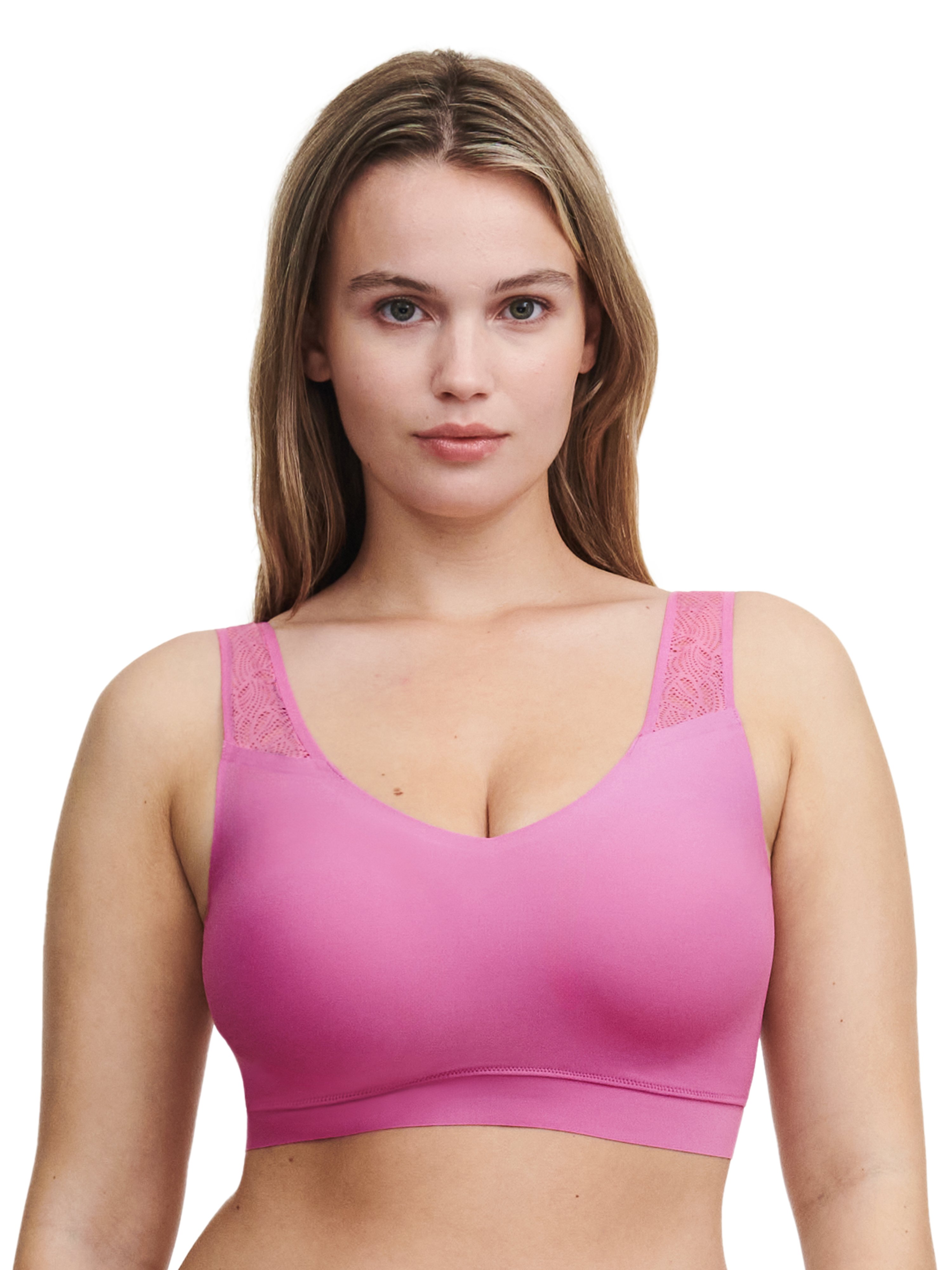 Lace crop top with cups CHANTELLE Pink