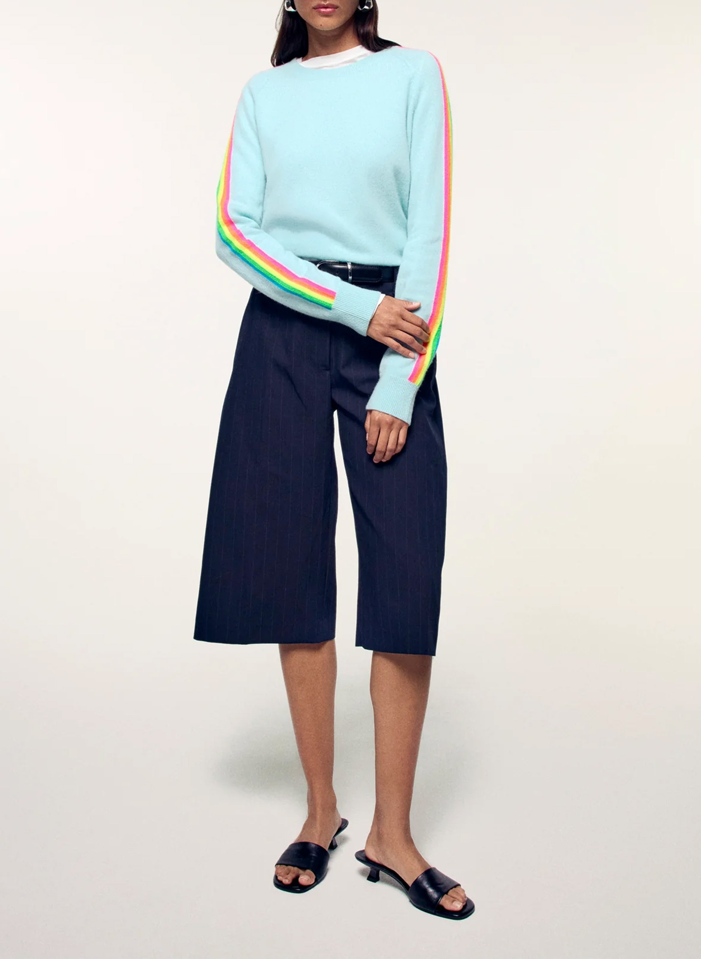 Pull court à manches imprimées en cachemire FROM FUTURE Bleu