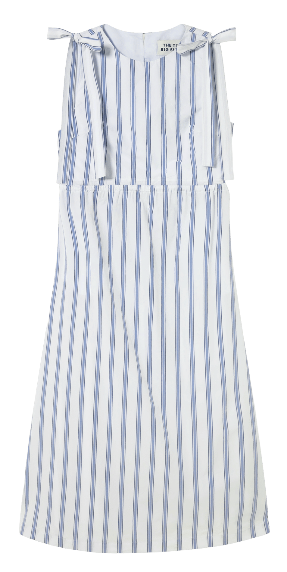 Robe courte col rond en coton rayé THE TINY BIG SISTER Bleu