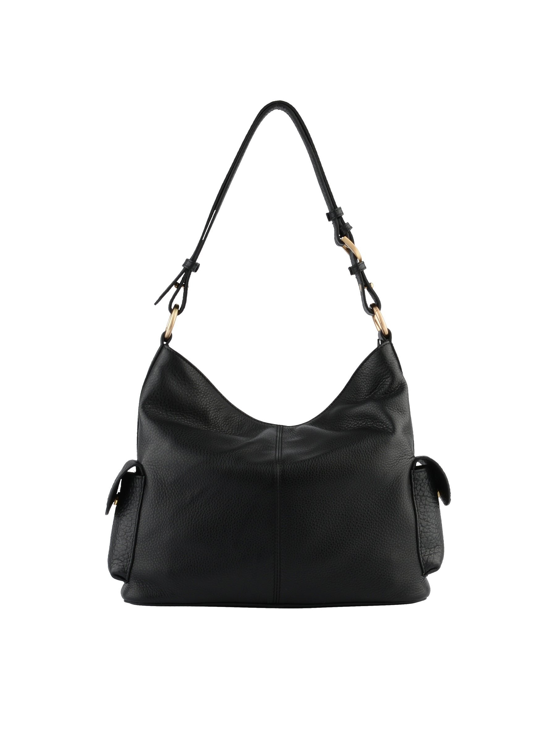 Calfskin leather shoulder bag POURCHET Black