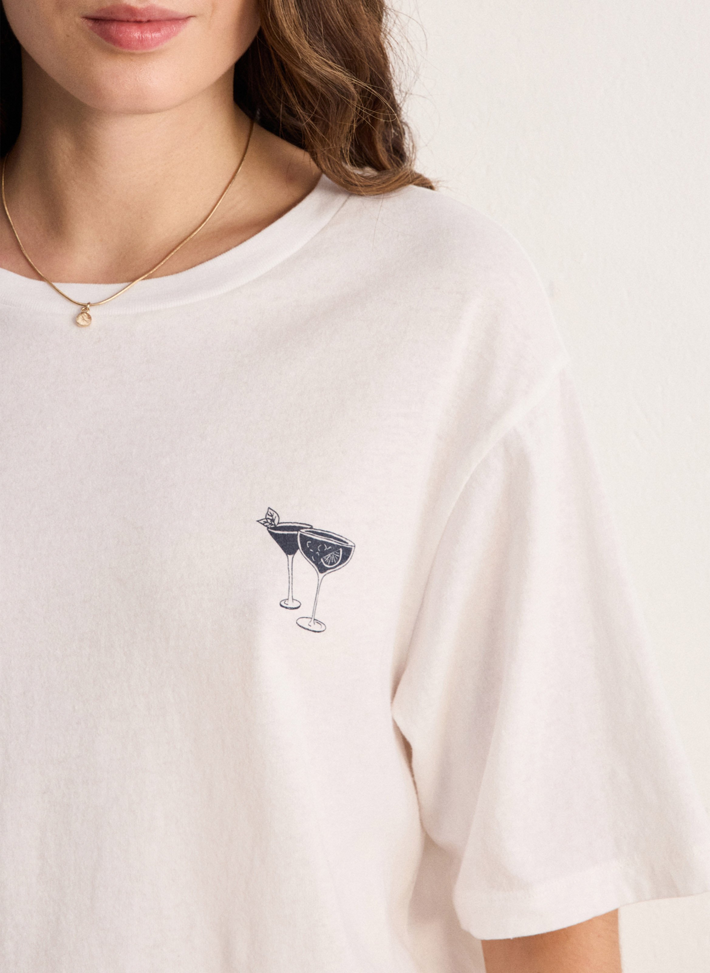 Einfarbiges Langarm-Top mit Rundhalsausschnitt PABLO Weiss