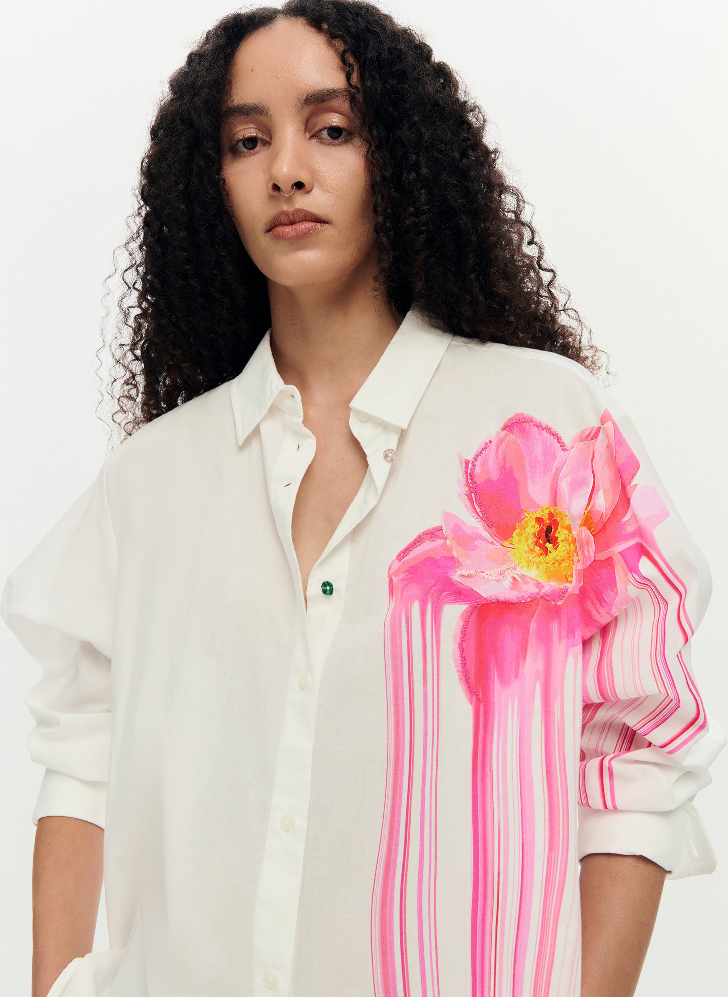 Floral printed shirt DESIGUAL White