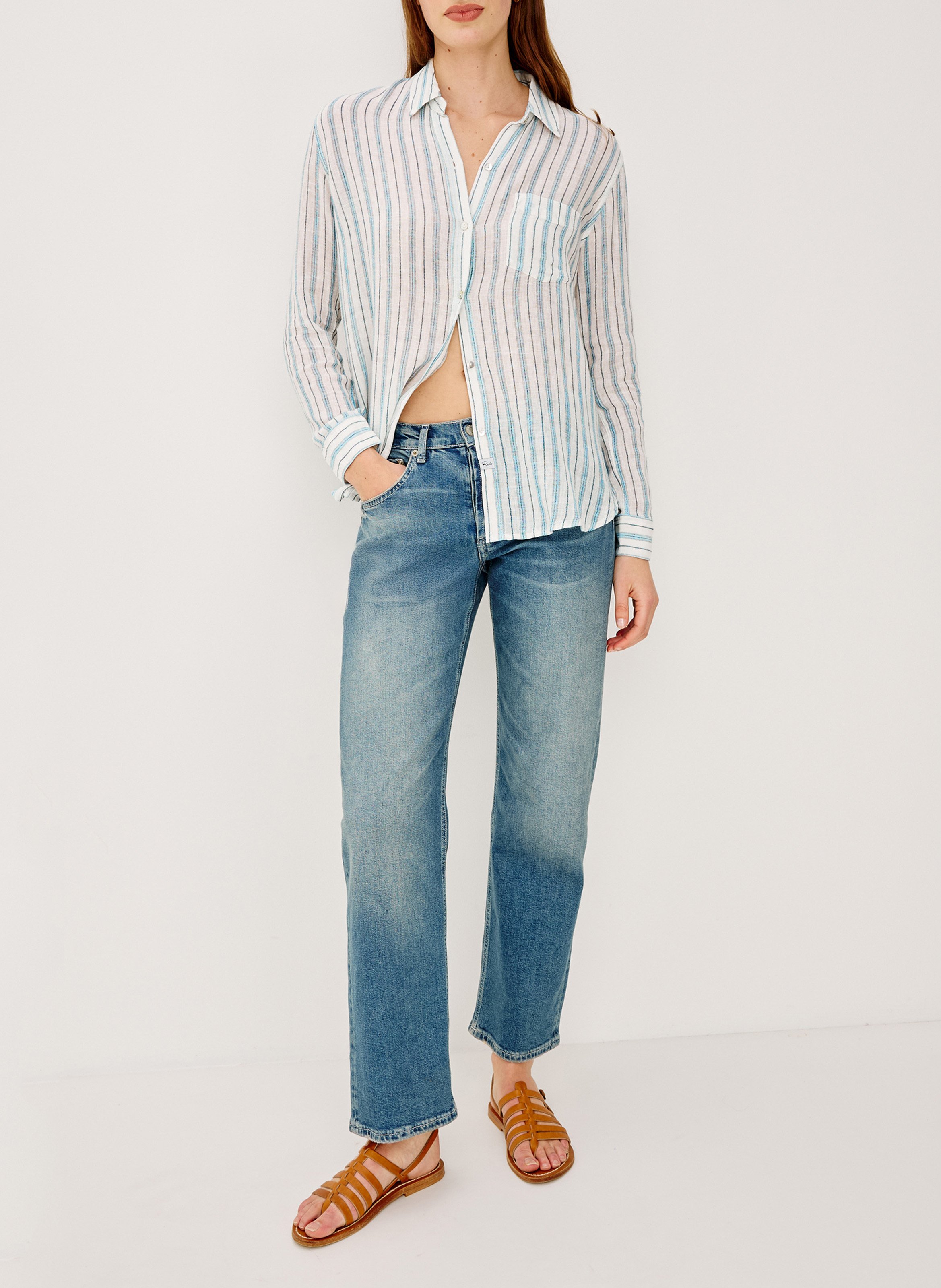 Striped linen blend shirt Multicolored