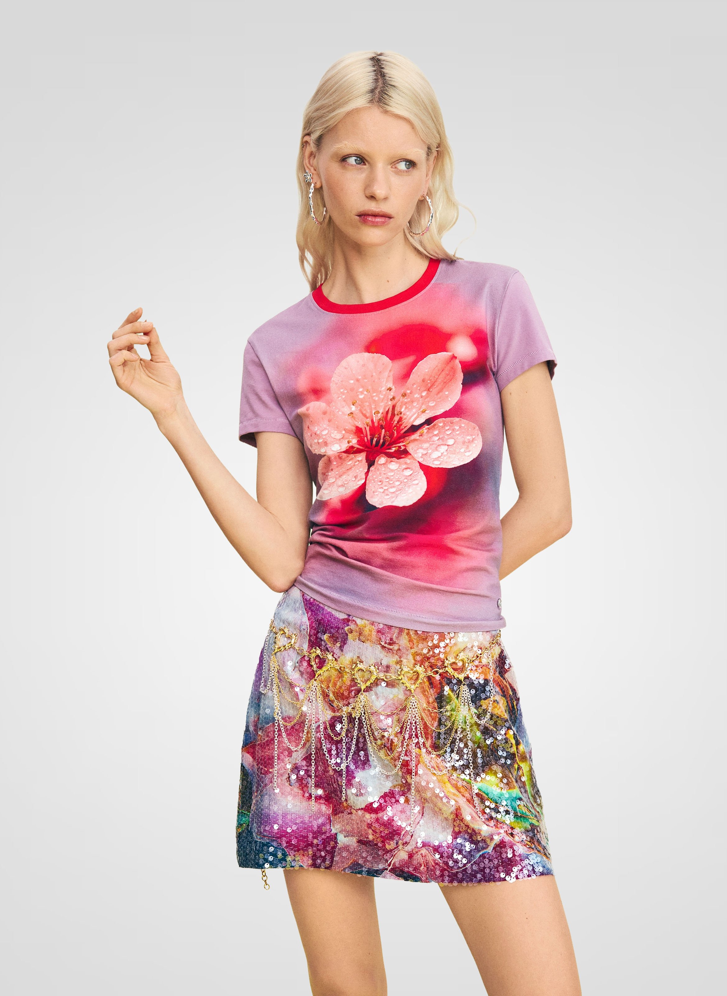 Basic cotton-mix T-shirt DESIGUAL Red