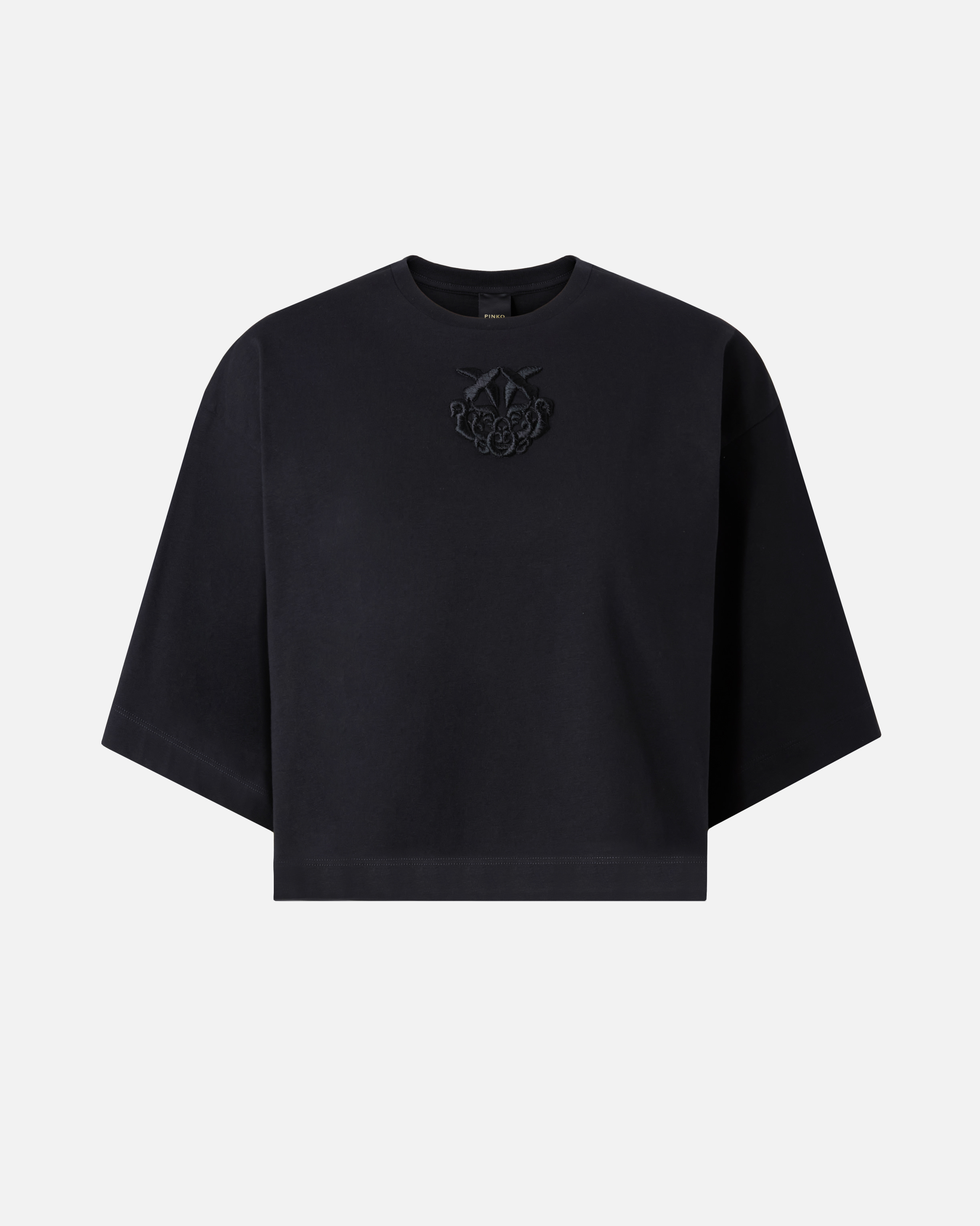T-shirt cropped à broderie love birds PINKO Noir