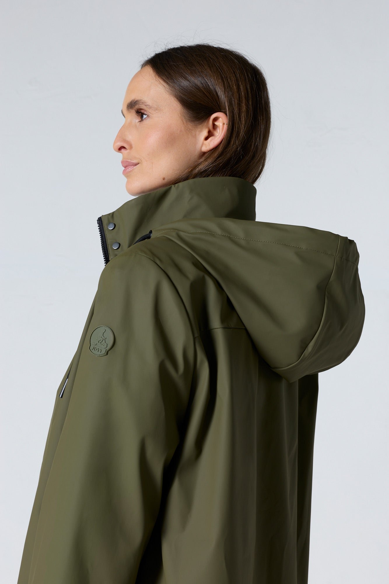 Denisa mid-length windbreaker. JOTT Green