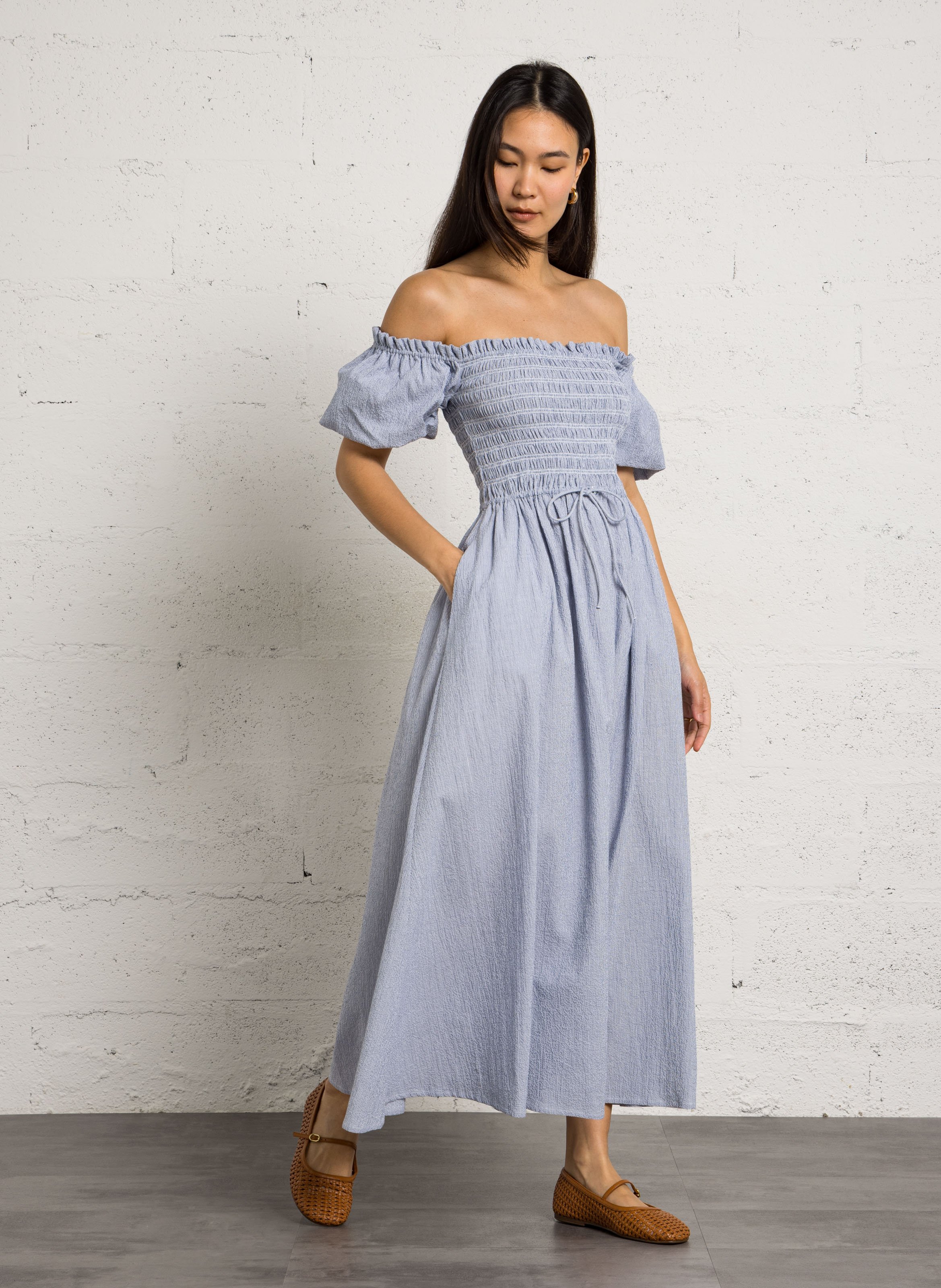 Lange, jurk - katoenblend THE NEW SOCIETY Blauw