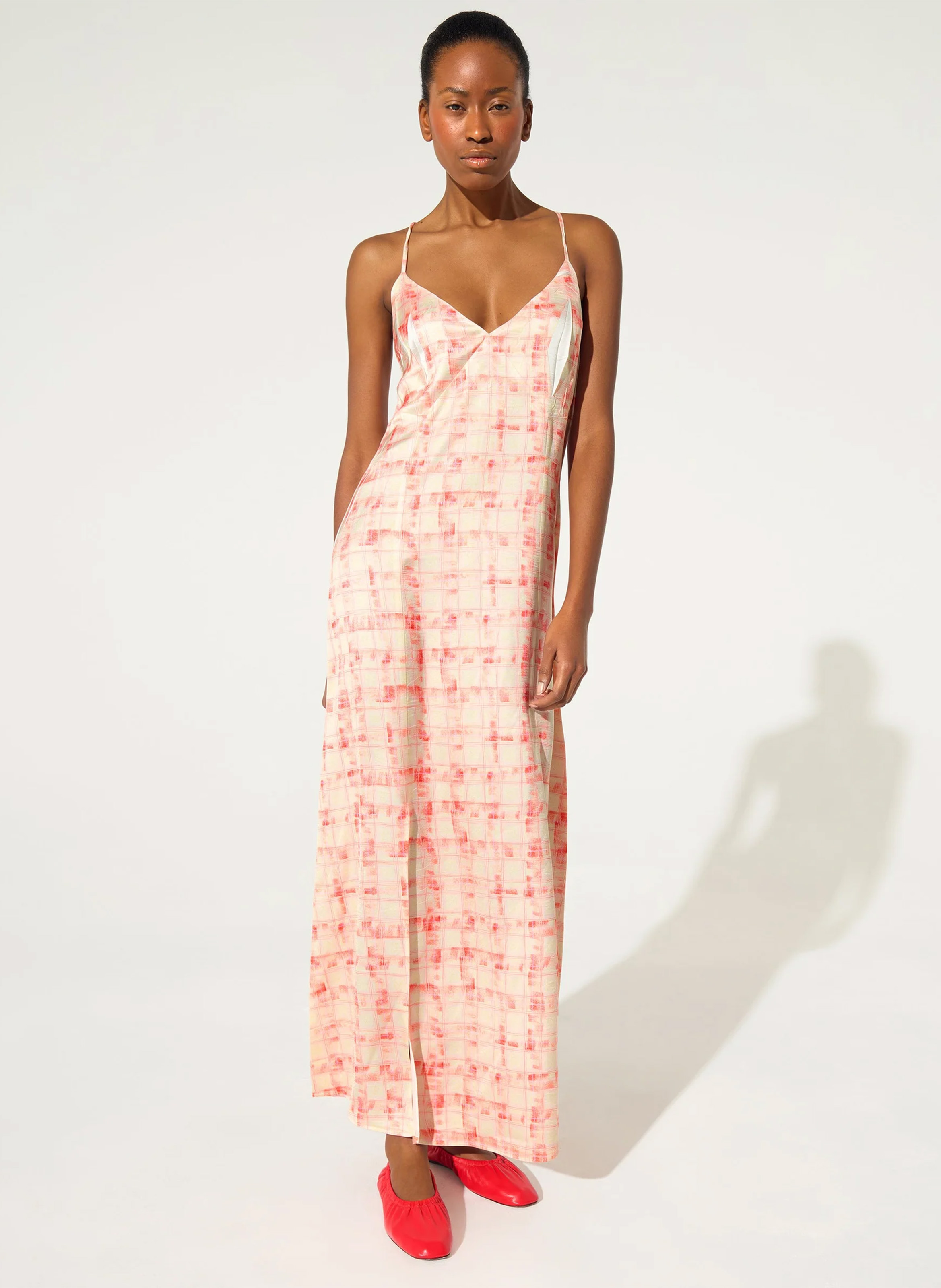 Robe longue évasée imprimée COTELAC ACOTE Orange