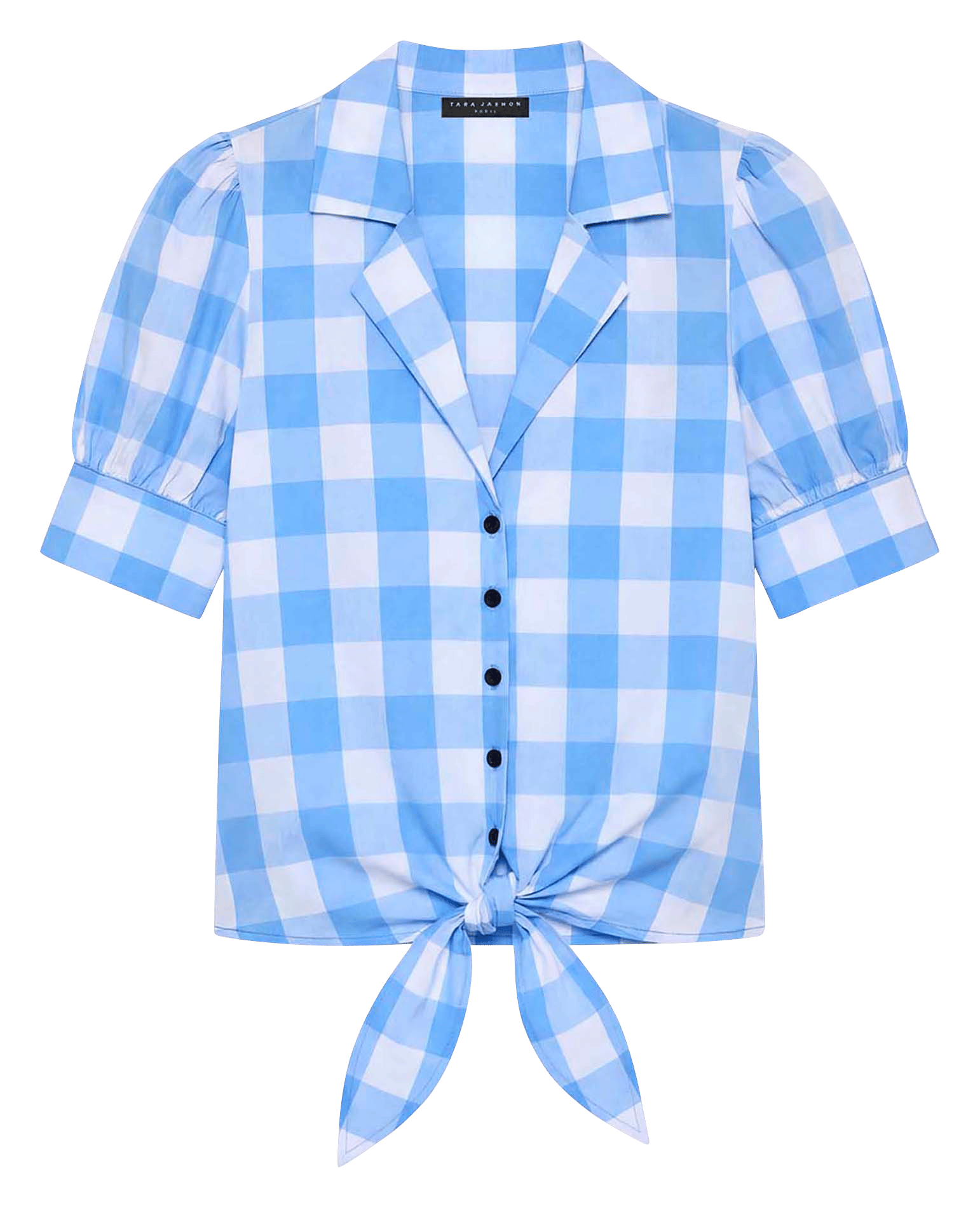 Gerade geschnittenes Hemd mit umgeschlagenem Kragen aus bedruckter Baumwolle. TARA JARMON Blau