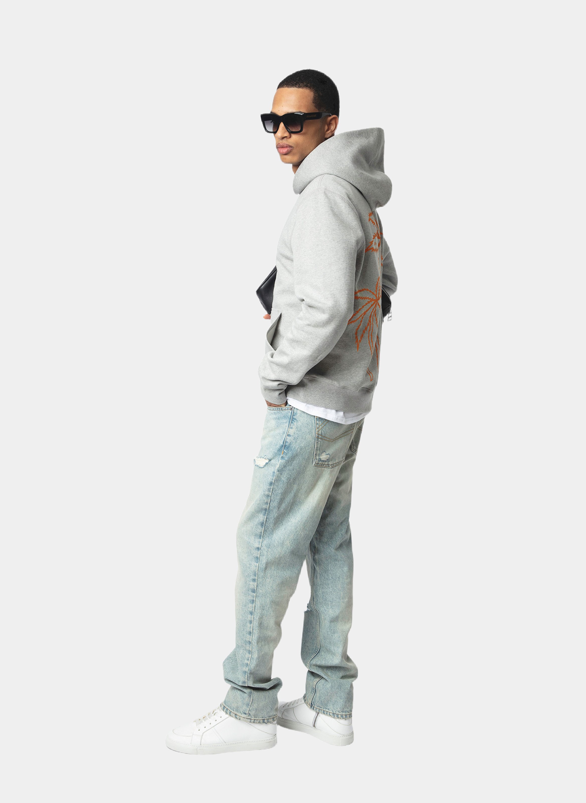 Sweat à capuche droit en coton ZADIG&VOLTAIRE Gris