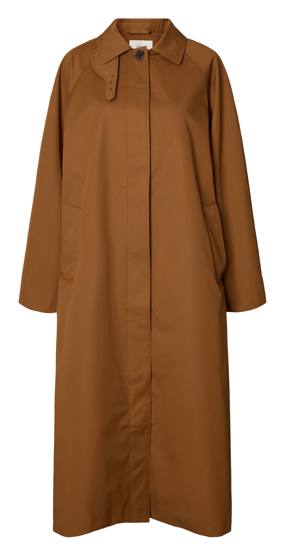 Manteau long oversize en coton recyclé SELECTED Marron