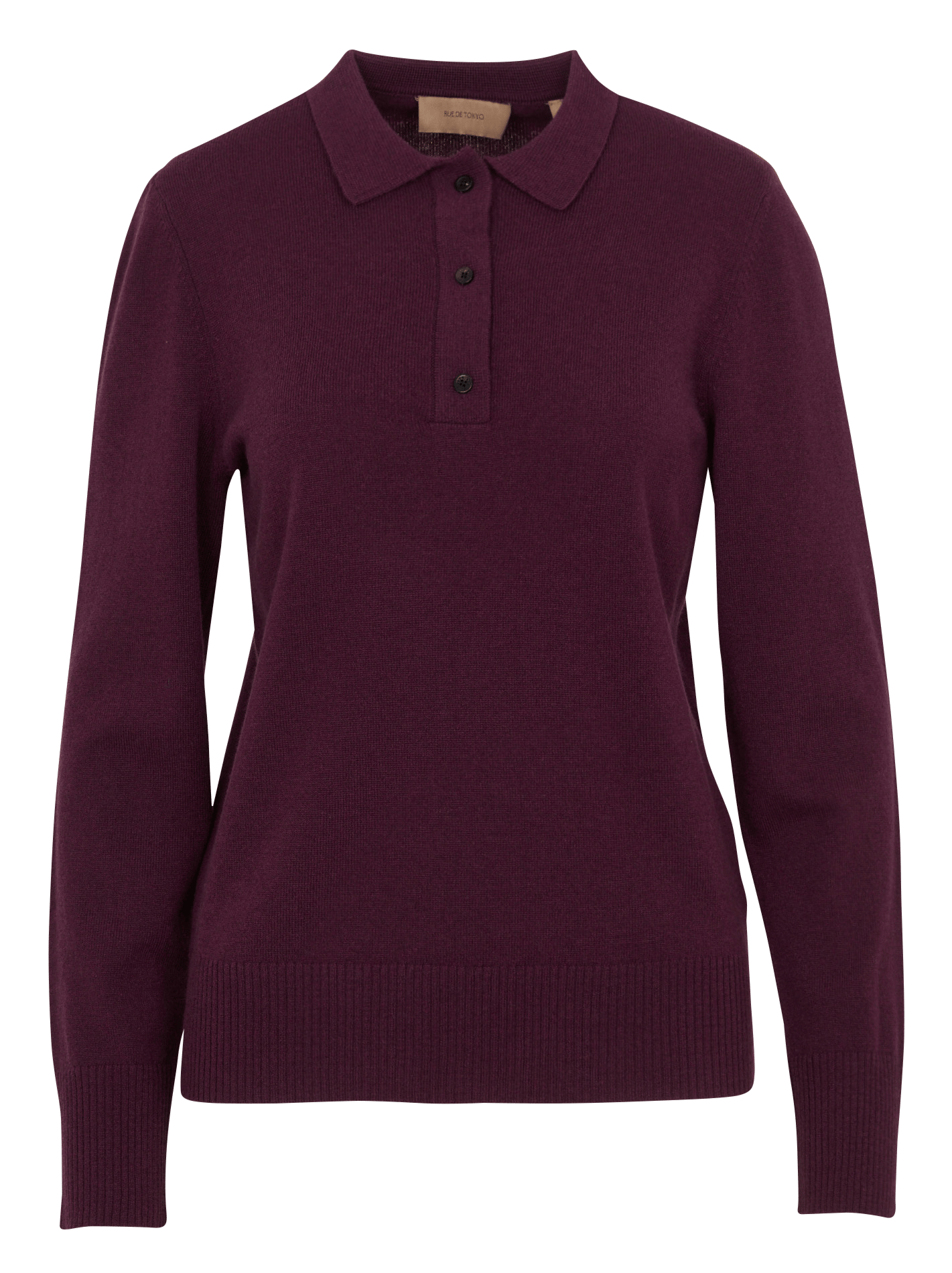 Pull polo droit en laine RUE DE TOKYO Violet
