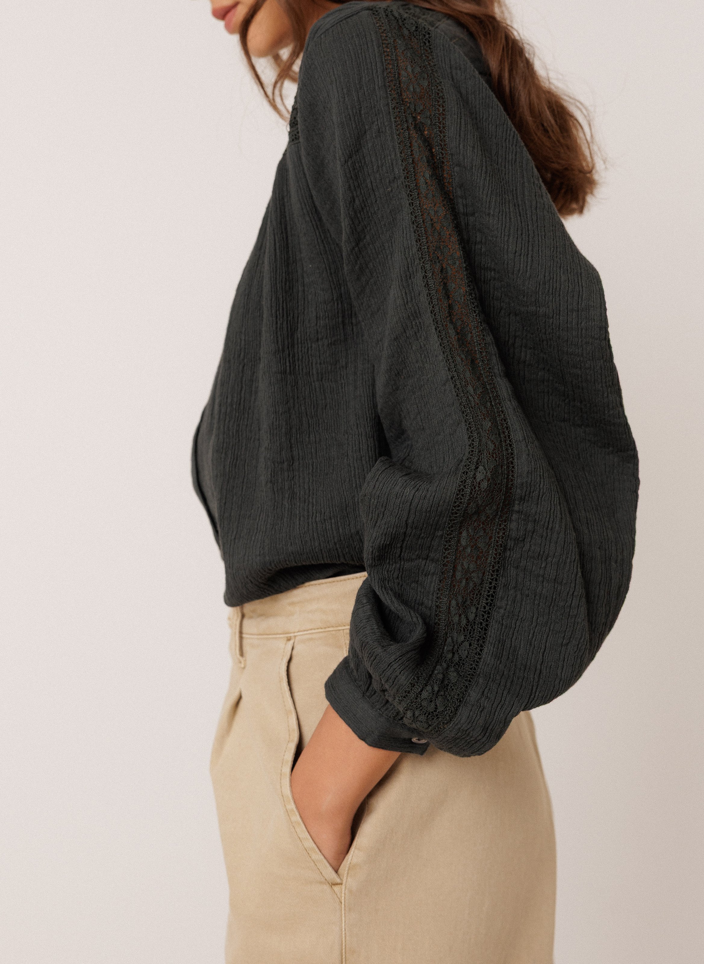 Straight cotton shirt INDI & COLD Grey