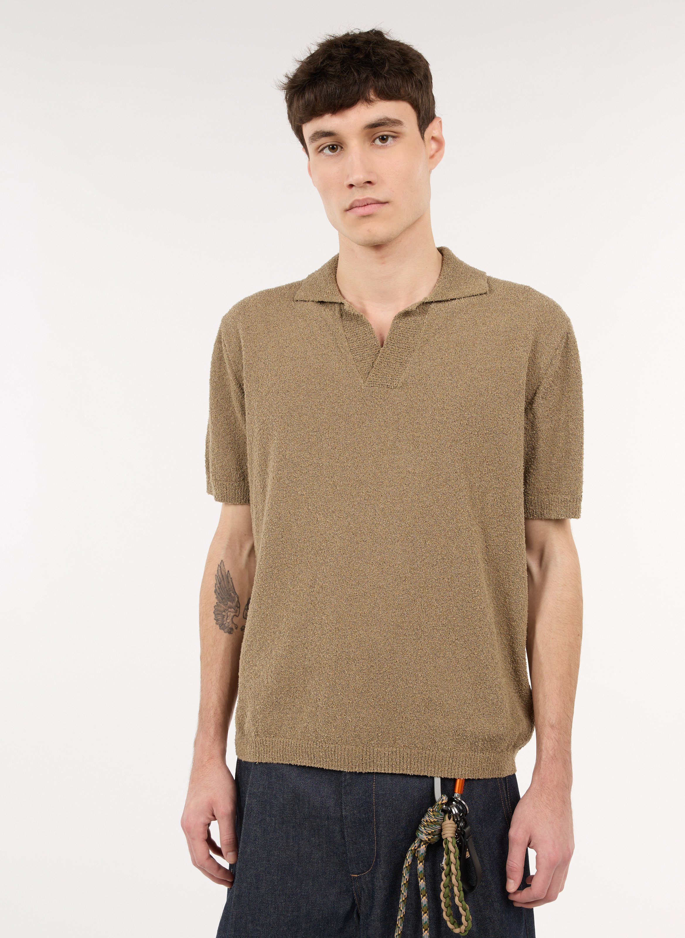 Gerade geschnittenes Poloshirt aus Baumwoll-Mix SAISON 1865 Khaki