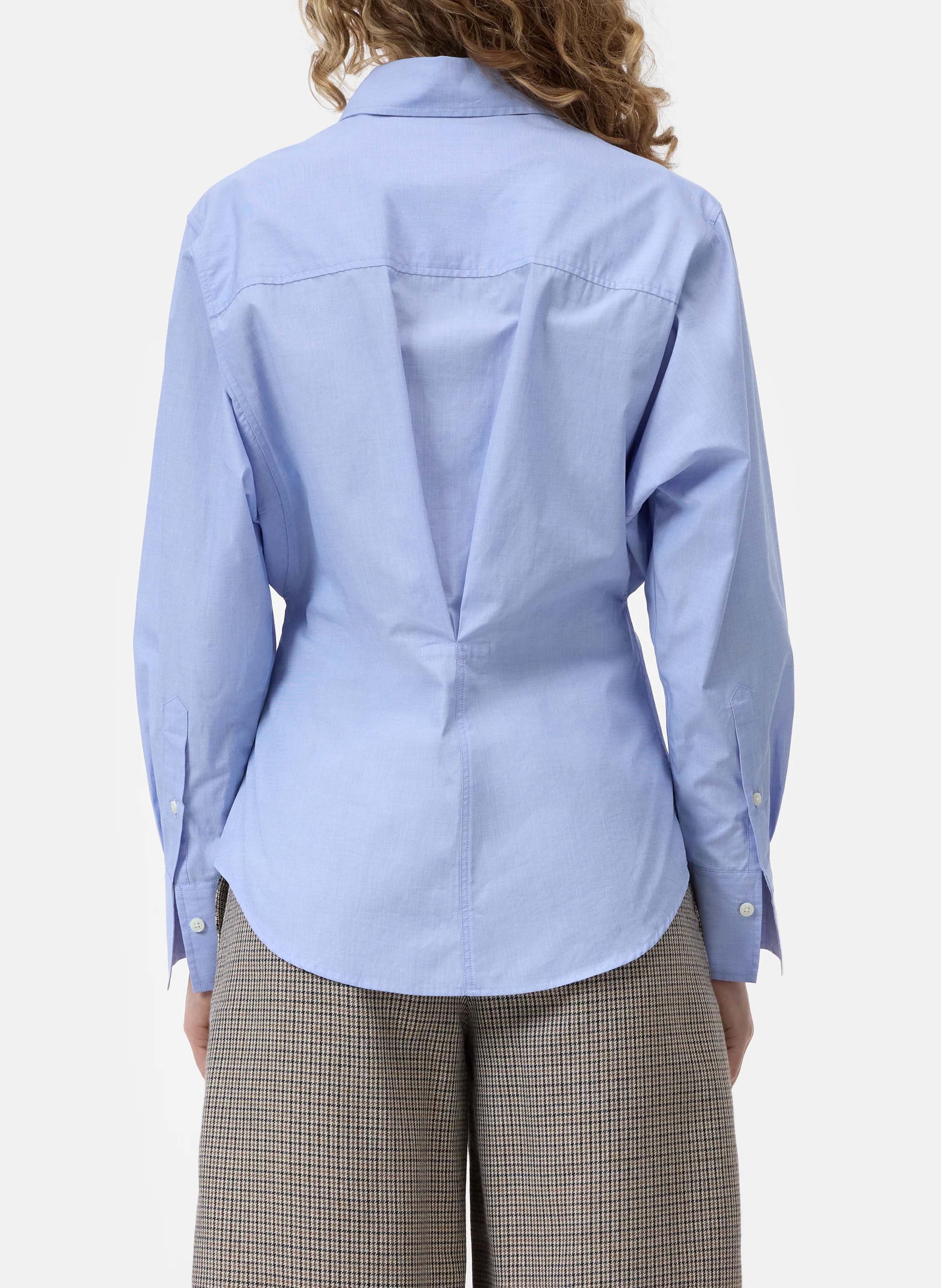 Oversized, katoenen blouse met klassieke kraag CLOSED Blauw