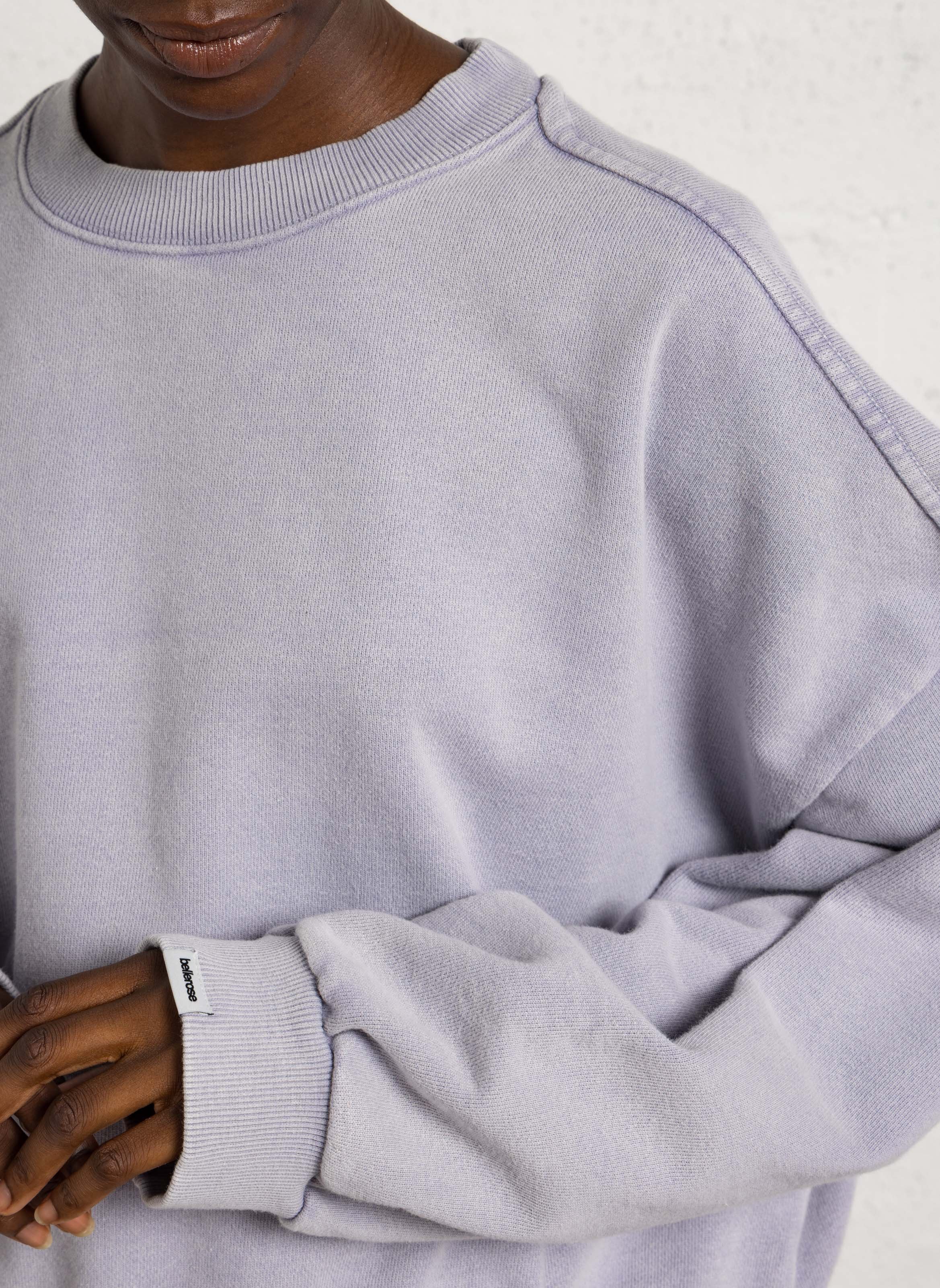 Oversized cotton sweatshirt with round neck BELLEROSE Purple