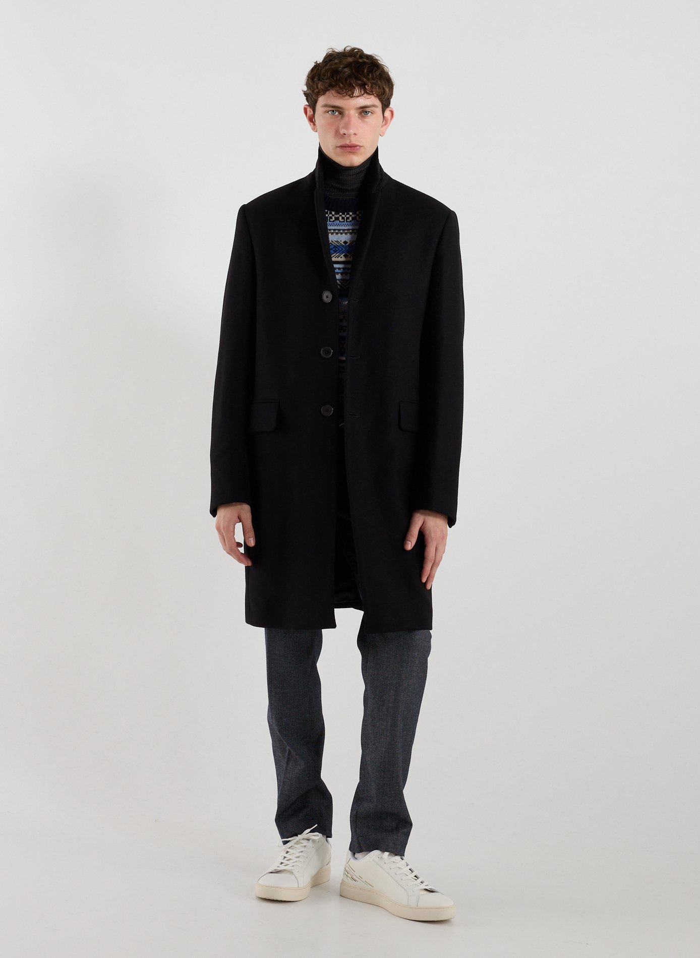 Tailored collar coat in mixed wool and cashmere blend AU PRINTEMPS PARIS Black