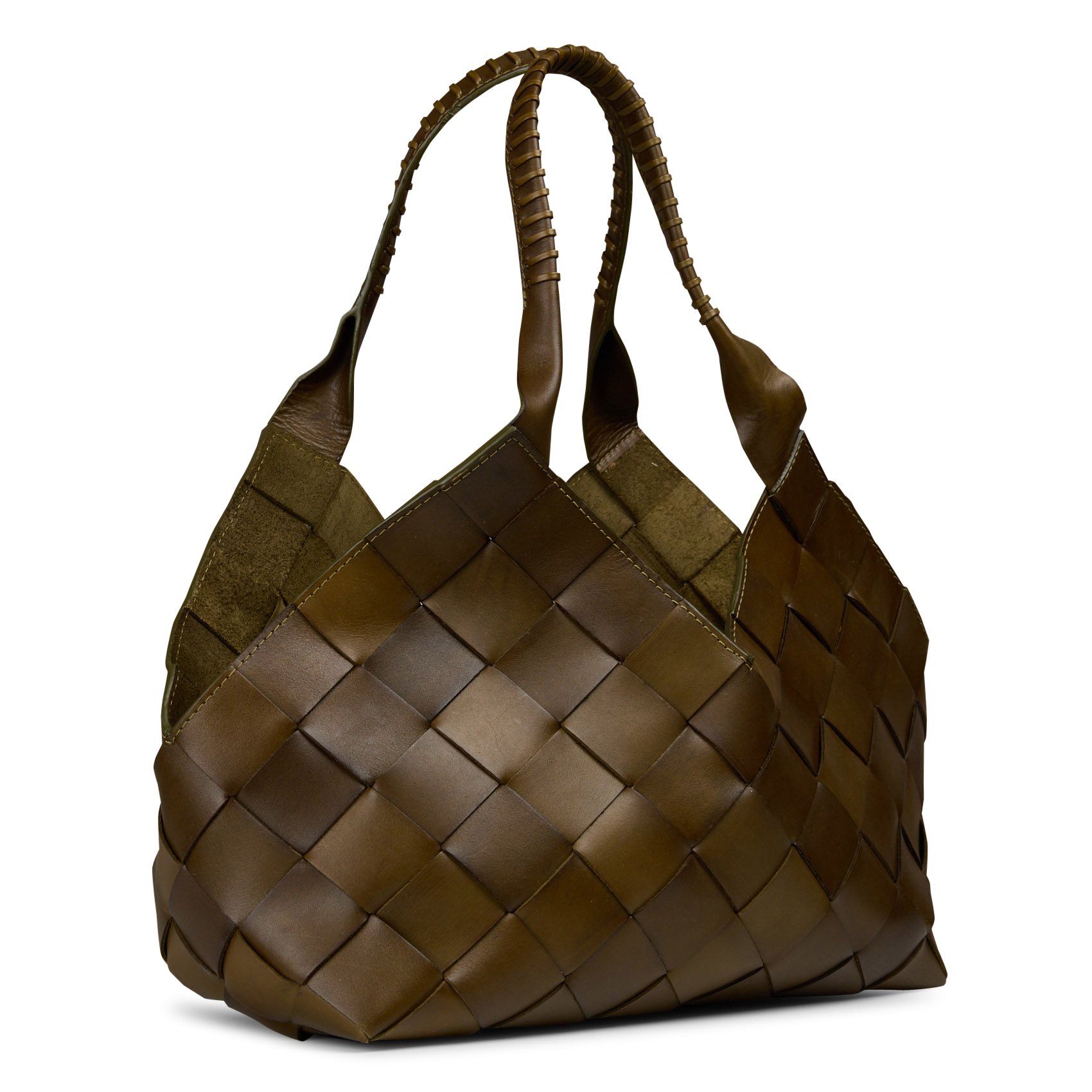Sac à main en cuir tressé | Kaki DRAGON DIFFUSION Femme